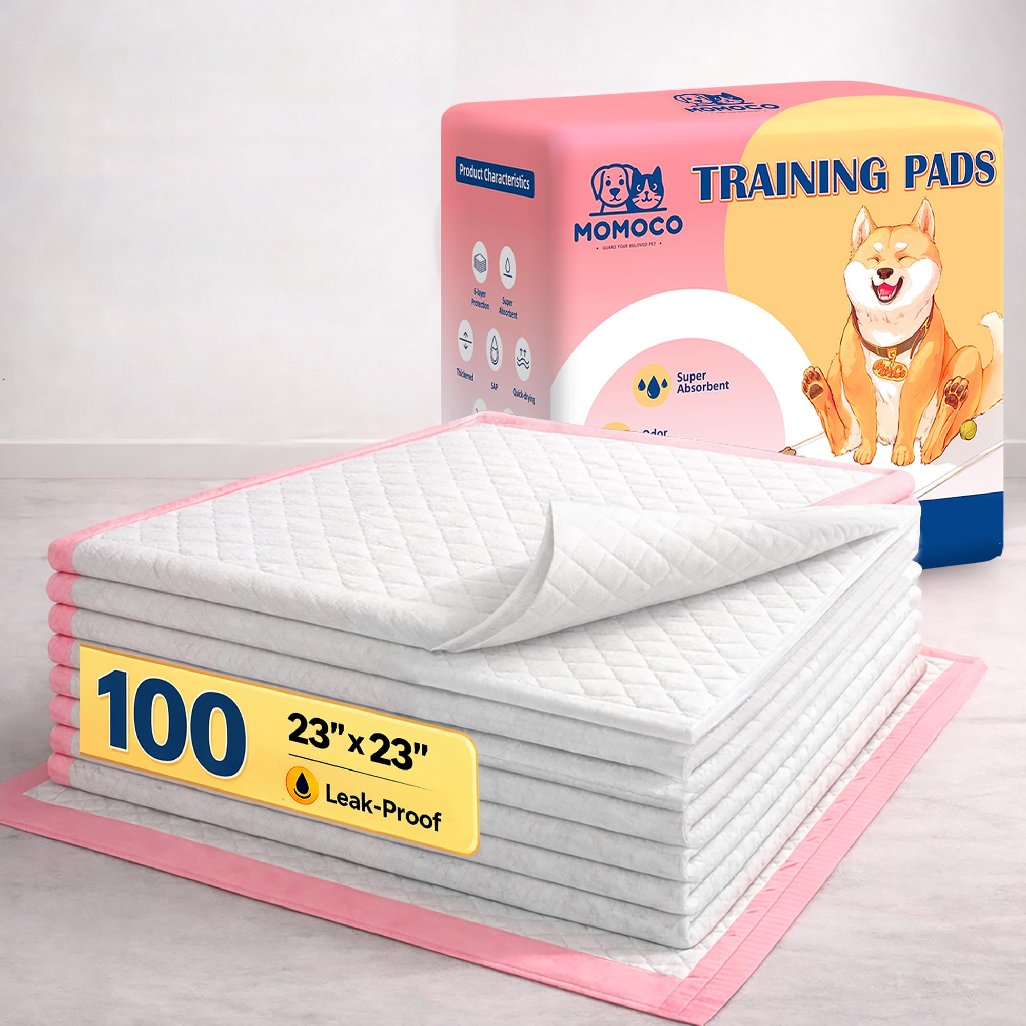 MoMoCo alèses pour chien 6 couches, absorption renforcée et séchage rapide.