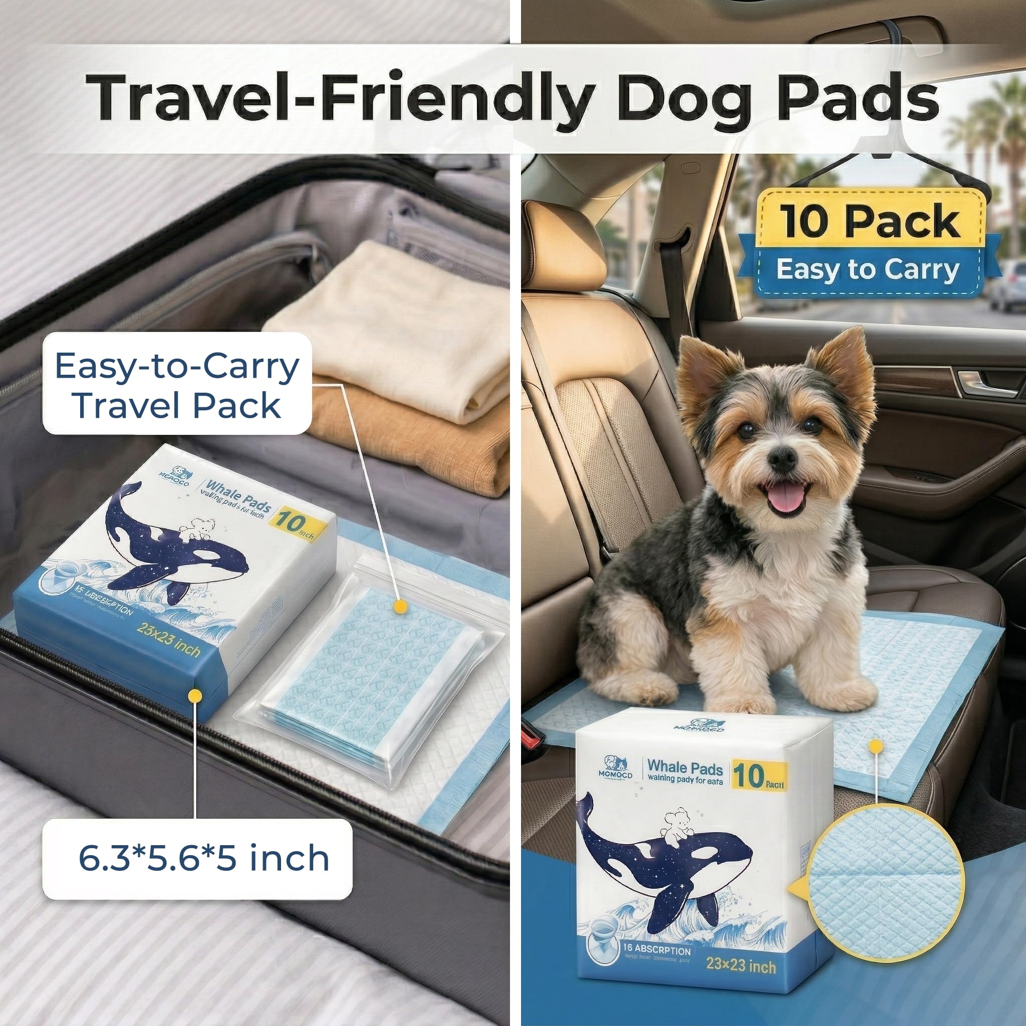MoMoCo Whale Pads, tapis-pipi 6 couches anti-fuite pour surfaces protégées.