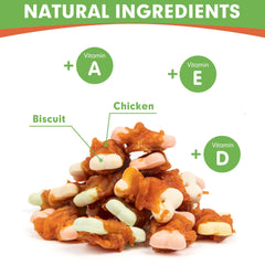 MON2SUN biscuits poulet enrobes petits chiens, texture croustillante et appétence