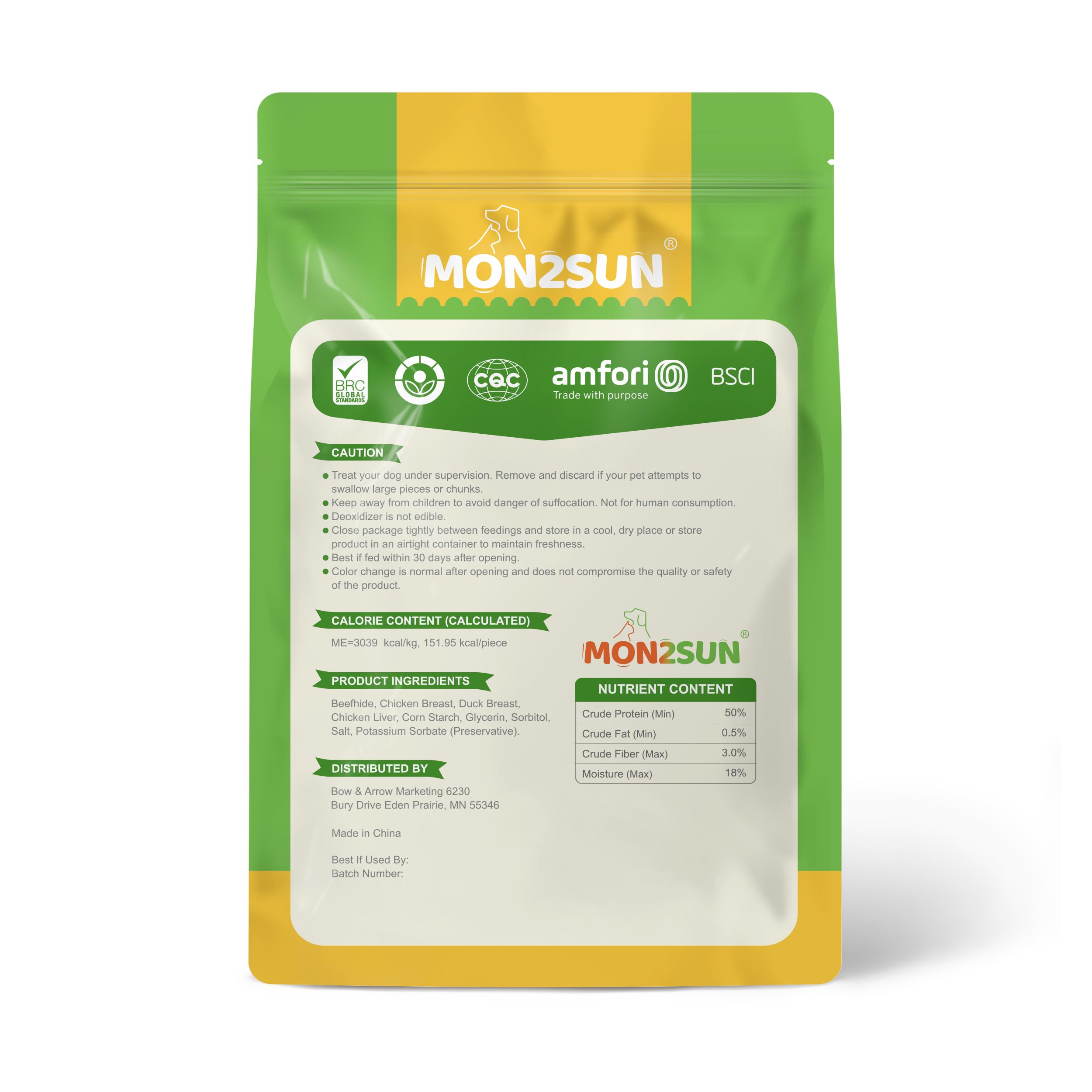 MON2SUN emballage pratique de 500 g avec 10 pièces faciles à partager.