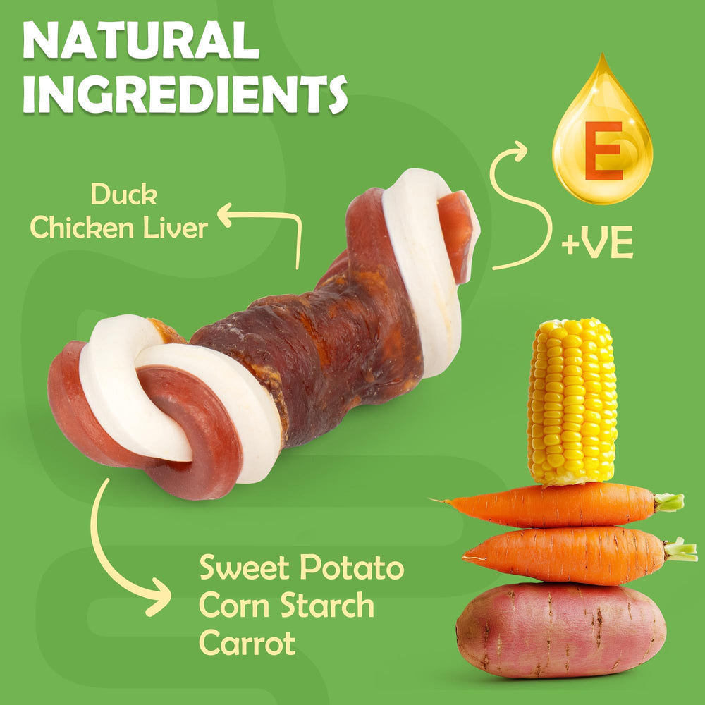 MON2SUN ingrédients canard et légumes, snack sain pour petits chiens