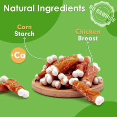 MON2SUN Os en calcium enveloppés de poulet, mesurant 2,3 pouces pour petites mâchoires.