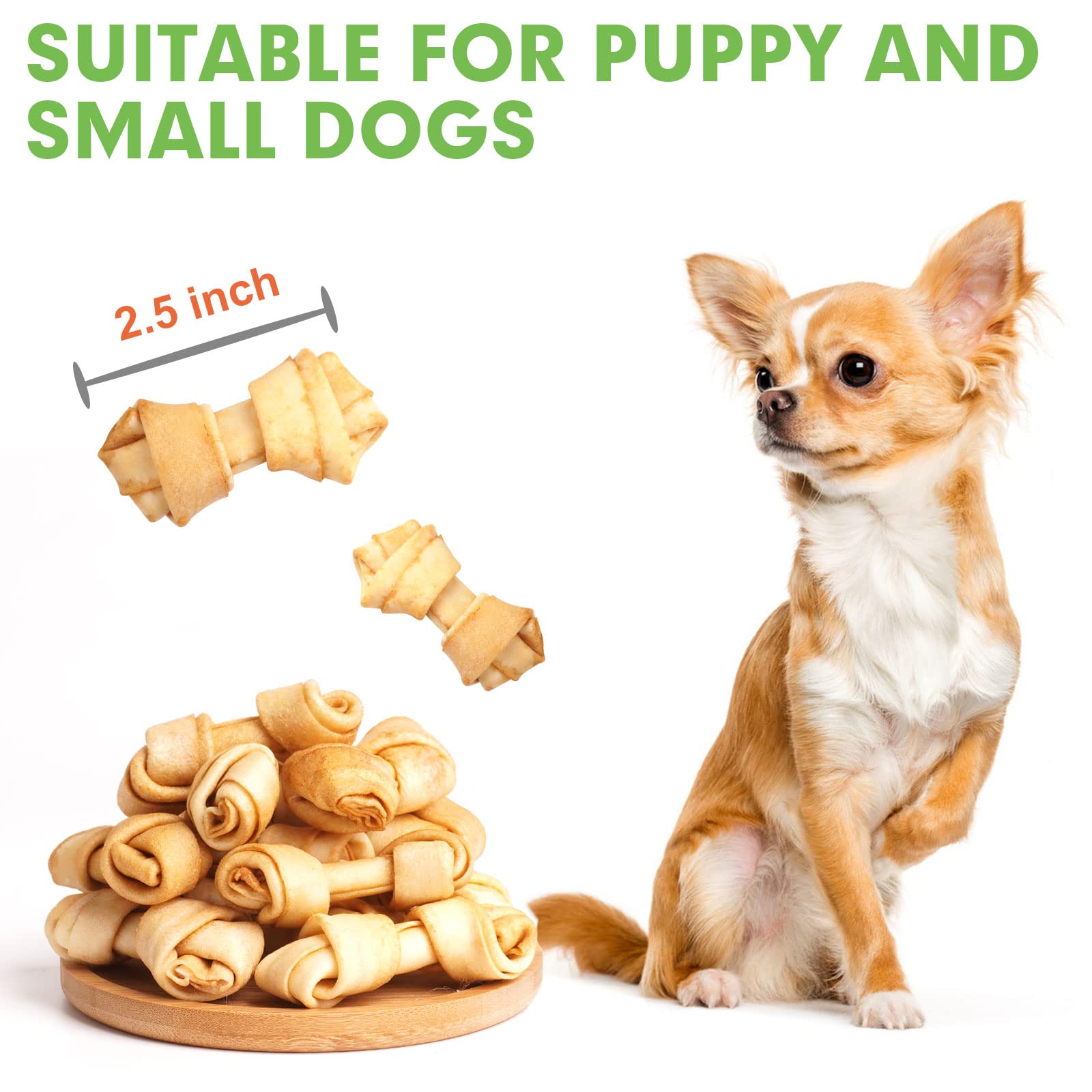 MON2SUN os-noue-cuir-brut-poulet-2-5-pouces, usage quotidien pour occuper les chiens.