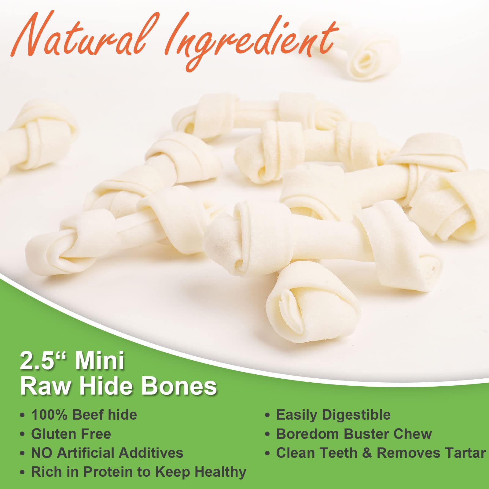 MON2SUN os rawhide noué, idéal pour mâcher et aider à nettoyer les dents.