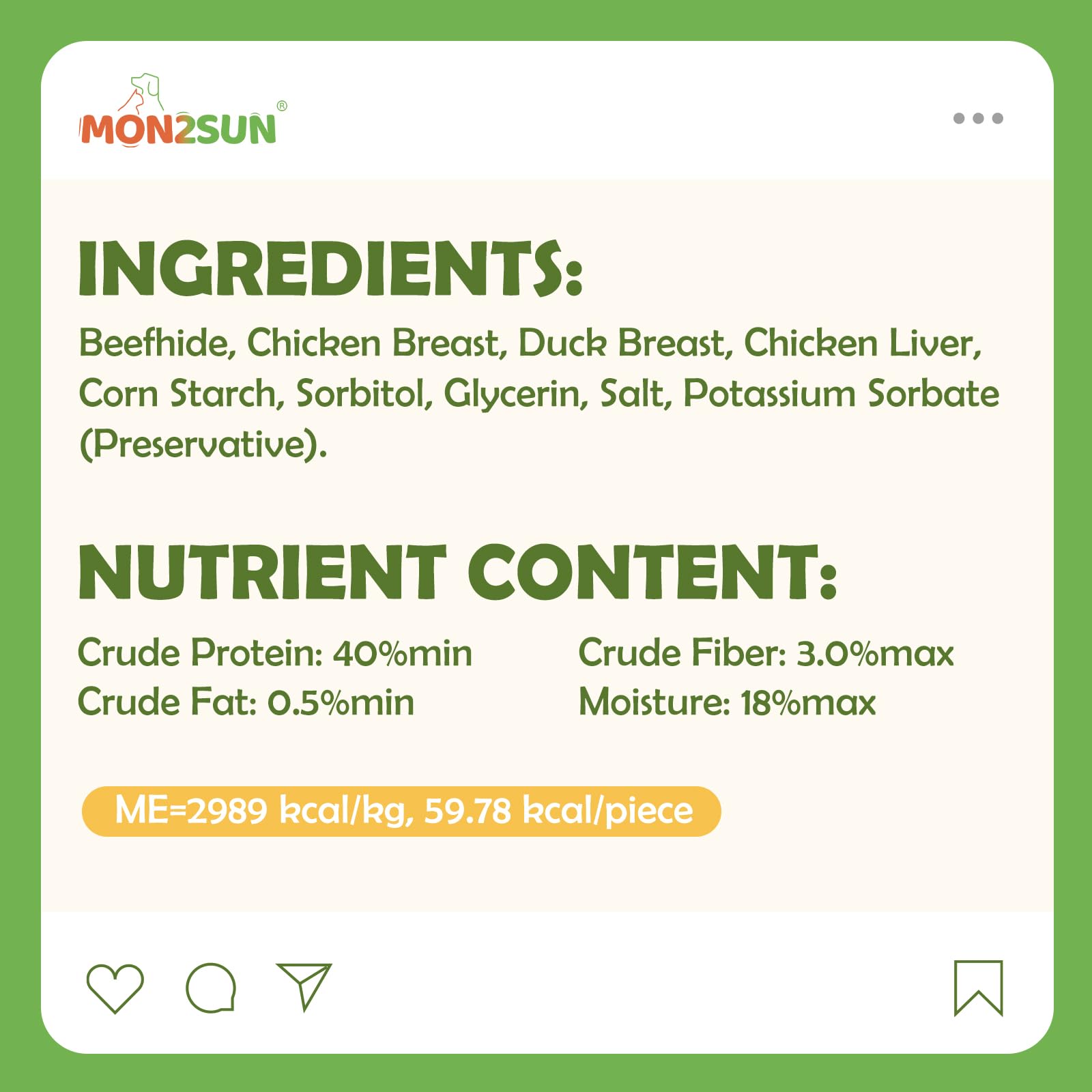 MON2SUN friandise idéale pour chiens petits et moyens recherchant une pause gourmande.