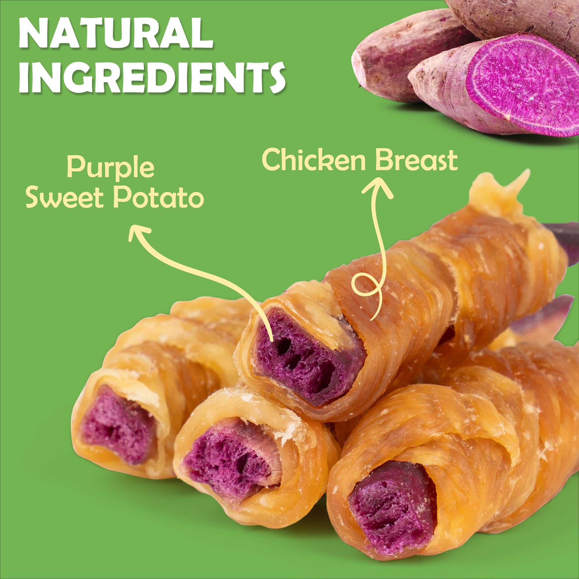 MON2SUN: bouchée poulet enrobé patate douce violette, texture tendre pour petits chiens.