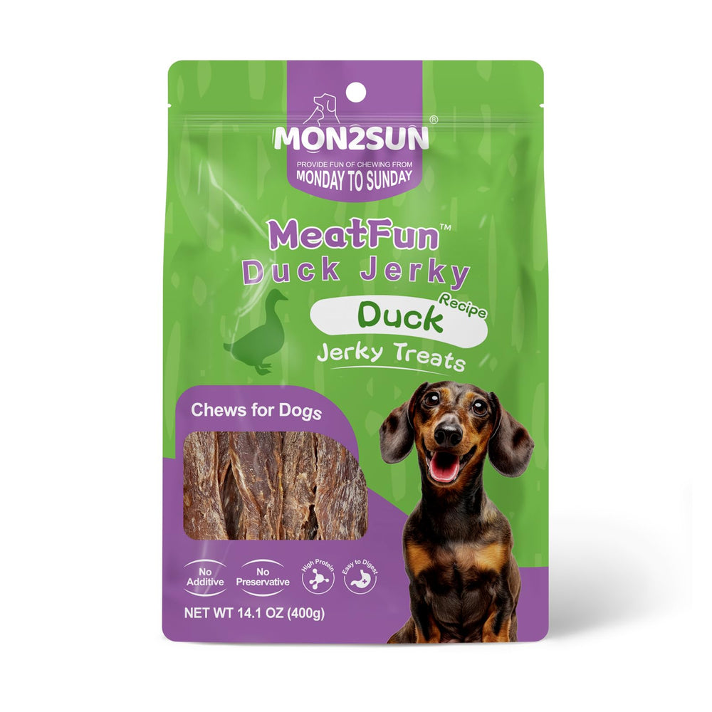 MON2SUN Canard jerky, protéine élevée et faible en gras.