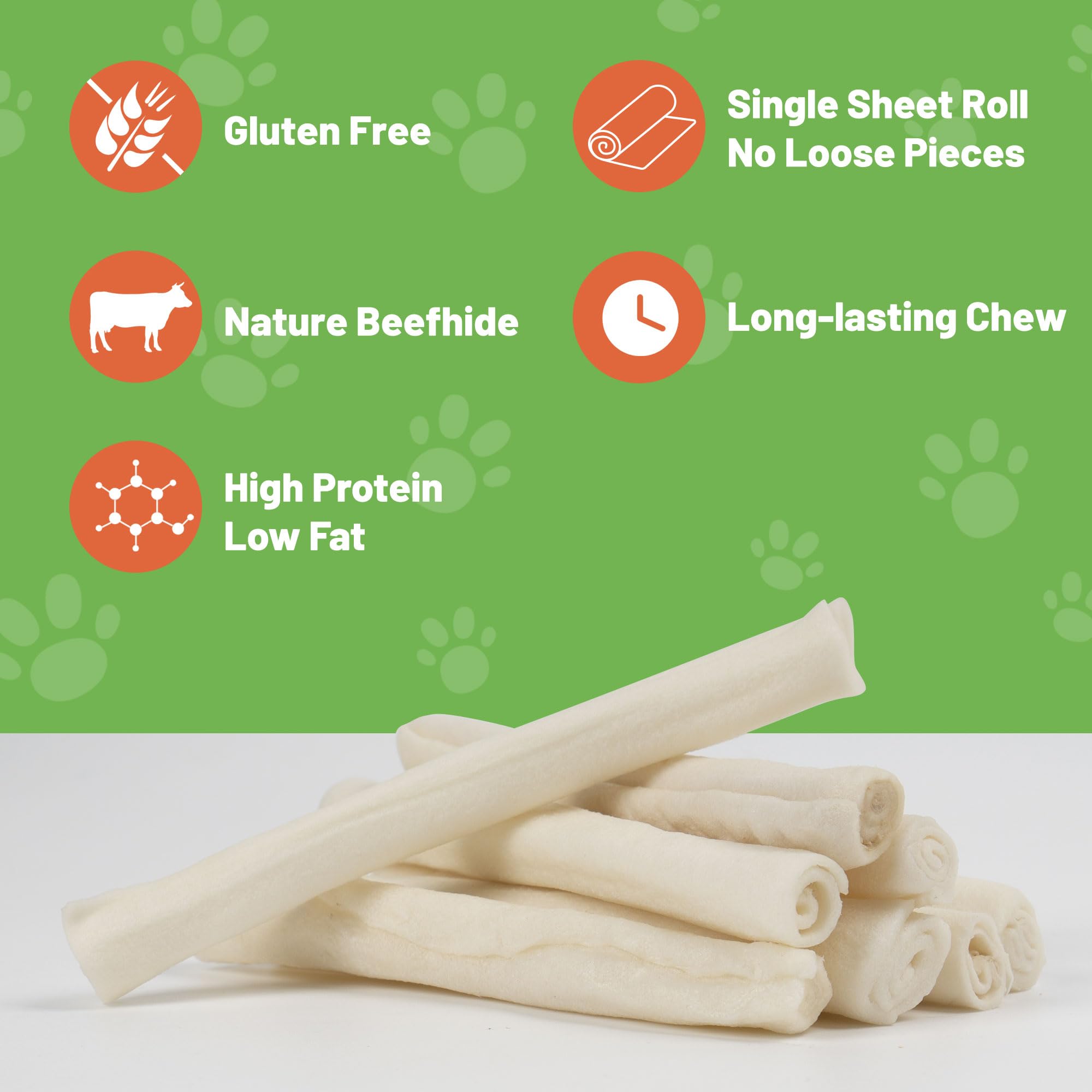 MON2SUN Rouleaux rawhide naturels – sans colorants artificiels.