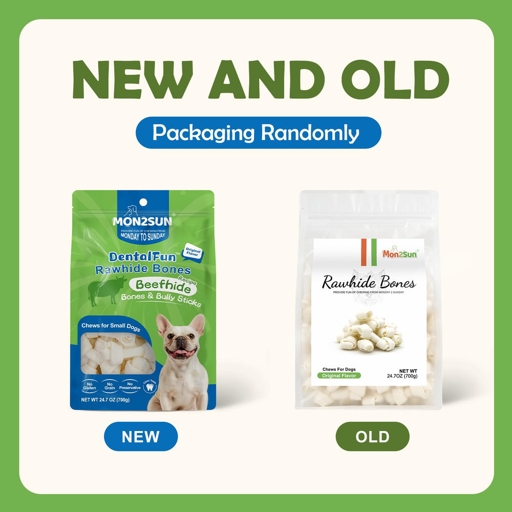 MON2SUN sachet de 100 pièces rawhide noué, solution pratique pour chiens et chiots.