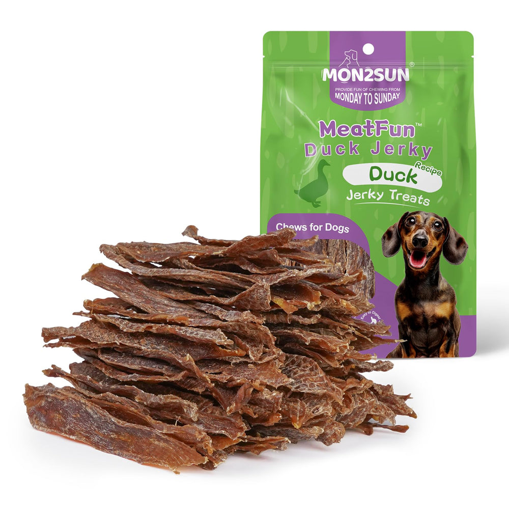 MON2SUN Canard jerky en sachet, récompense pratique pour l'entraînement quotidien.