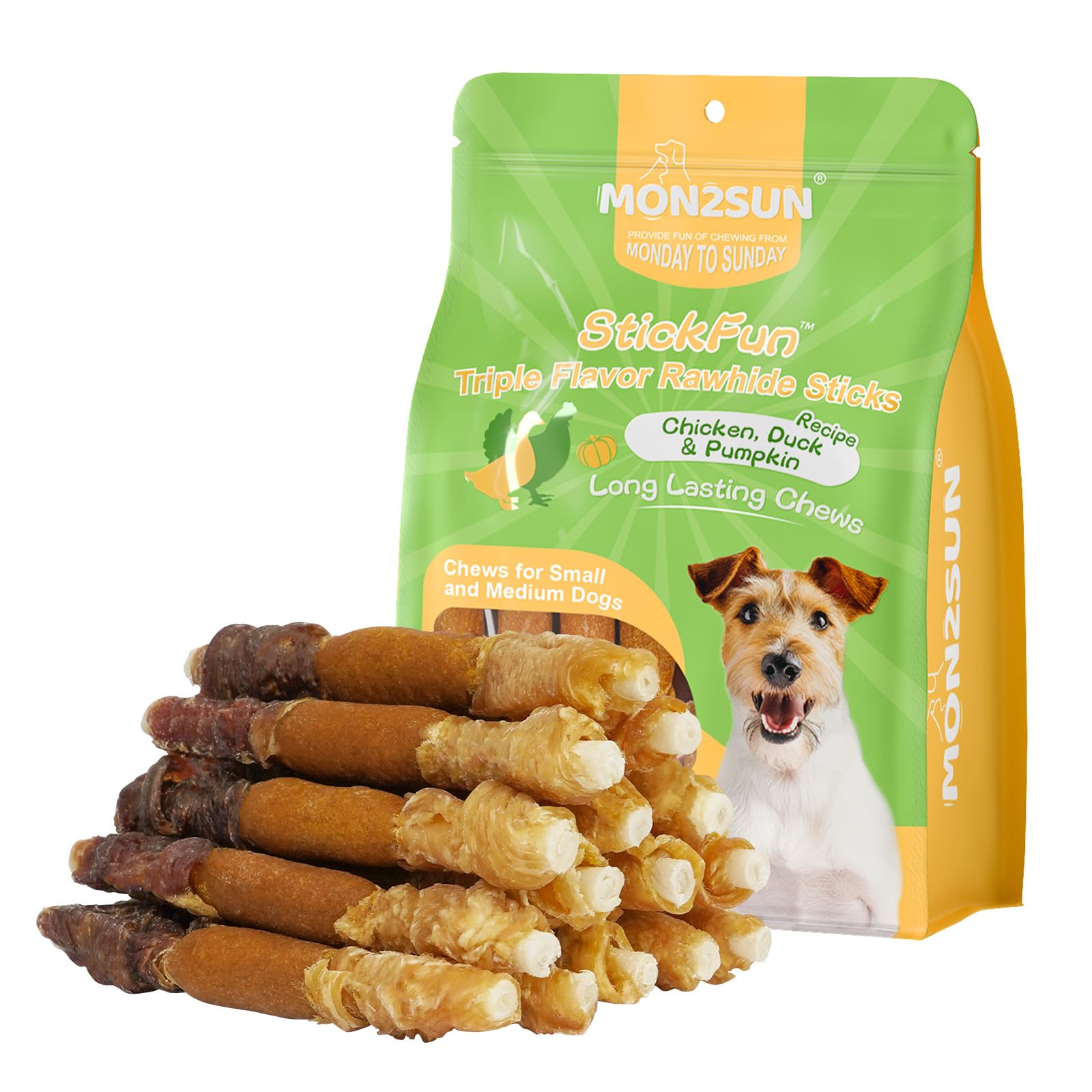 MON2SUN bâtons cuir de bœuf triple saveur pour récompense quotidienne.