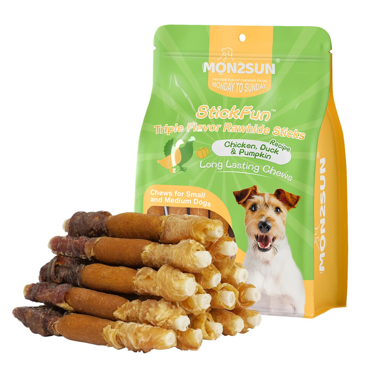 MON2SUN bâtons cuir de bœuf triple saveur pour récompense quotidienne.