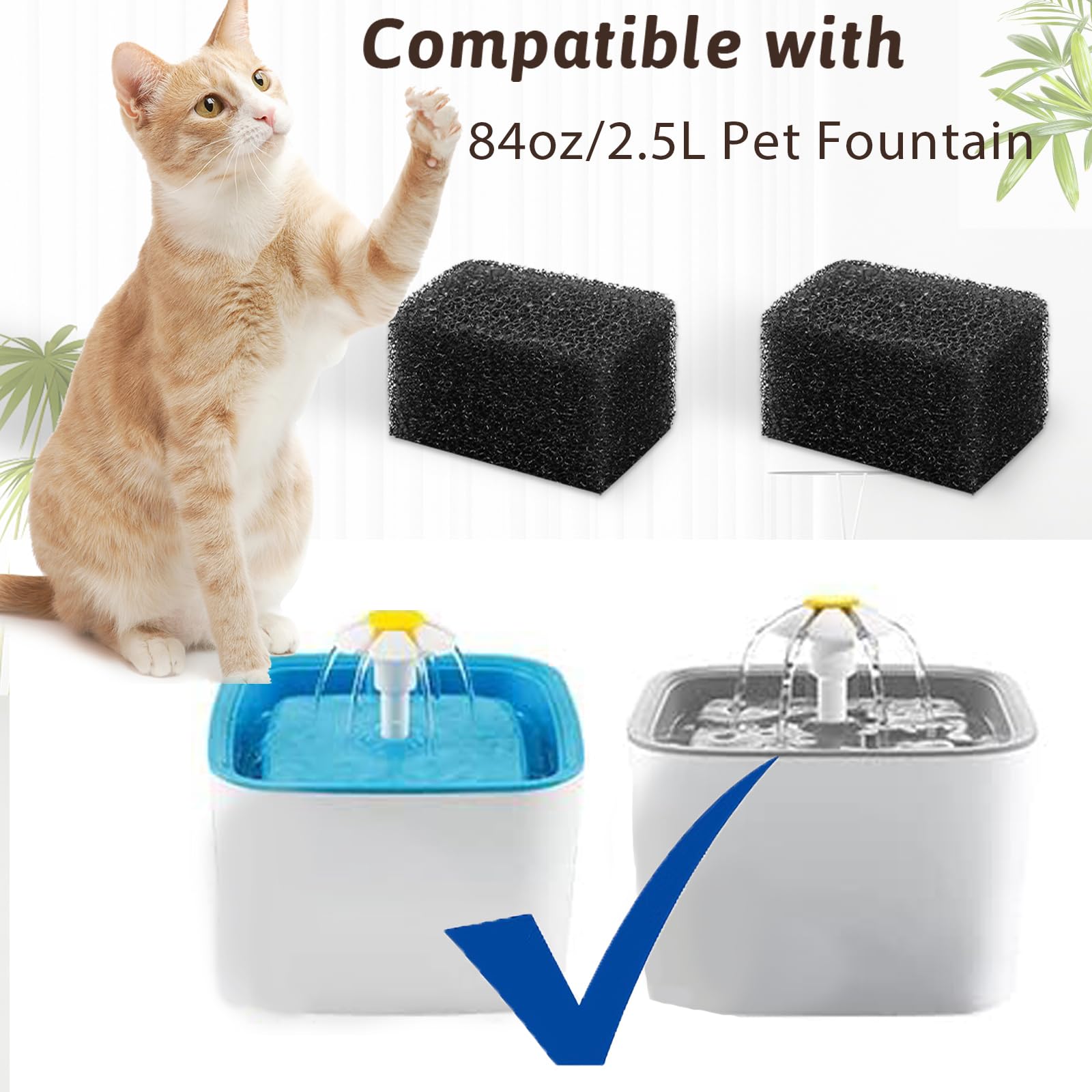 Filtration haute densité Monsin pour fontaine chat, aide à garder l'eau propre.
