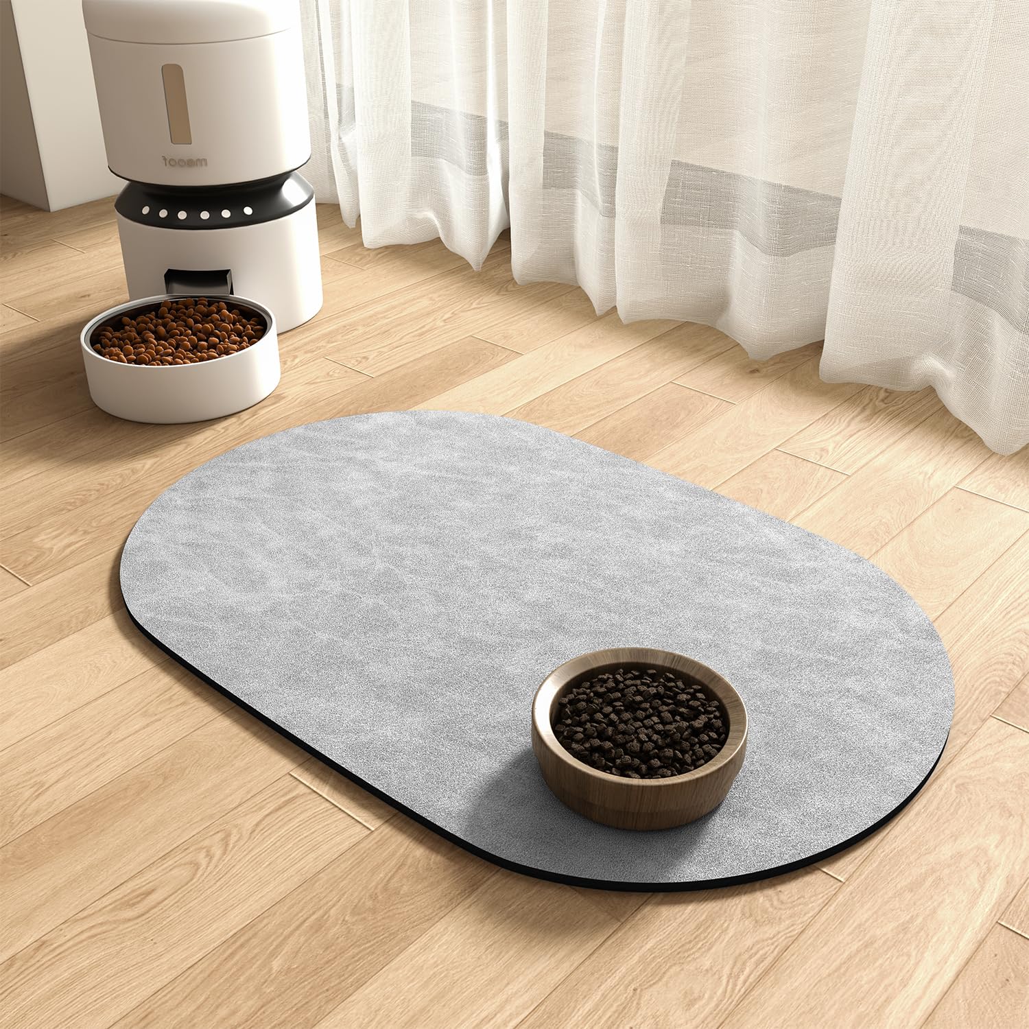 MontVoo tapis alimentaire absorbant pour chat et chien, garde le sol propre.
