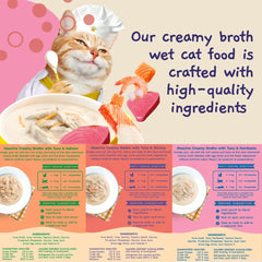 MOOCHIE bouillon chat crème crevettes, goût savoureux à ajouter sur les croquettes.