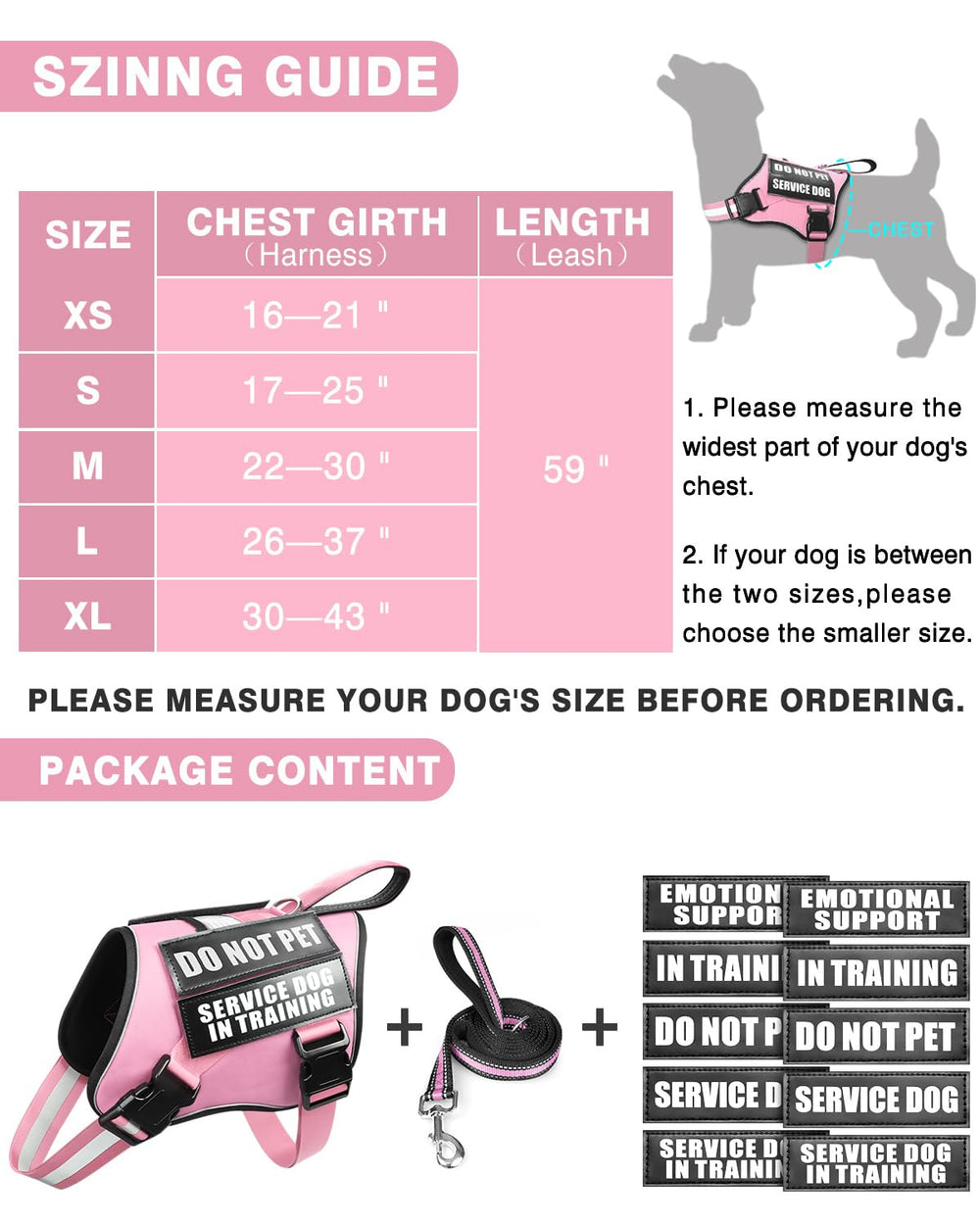 Guide de taille MOOGROU pour choisir le bon harnais.