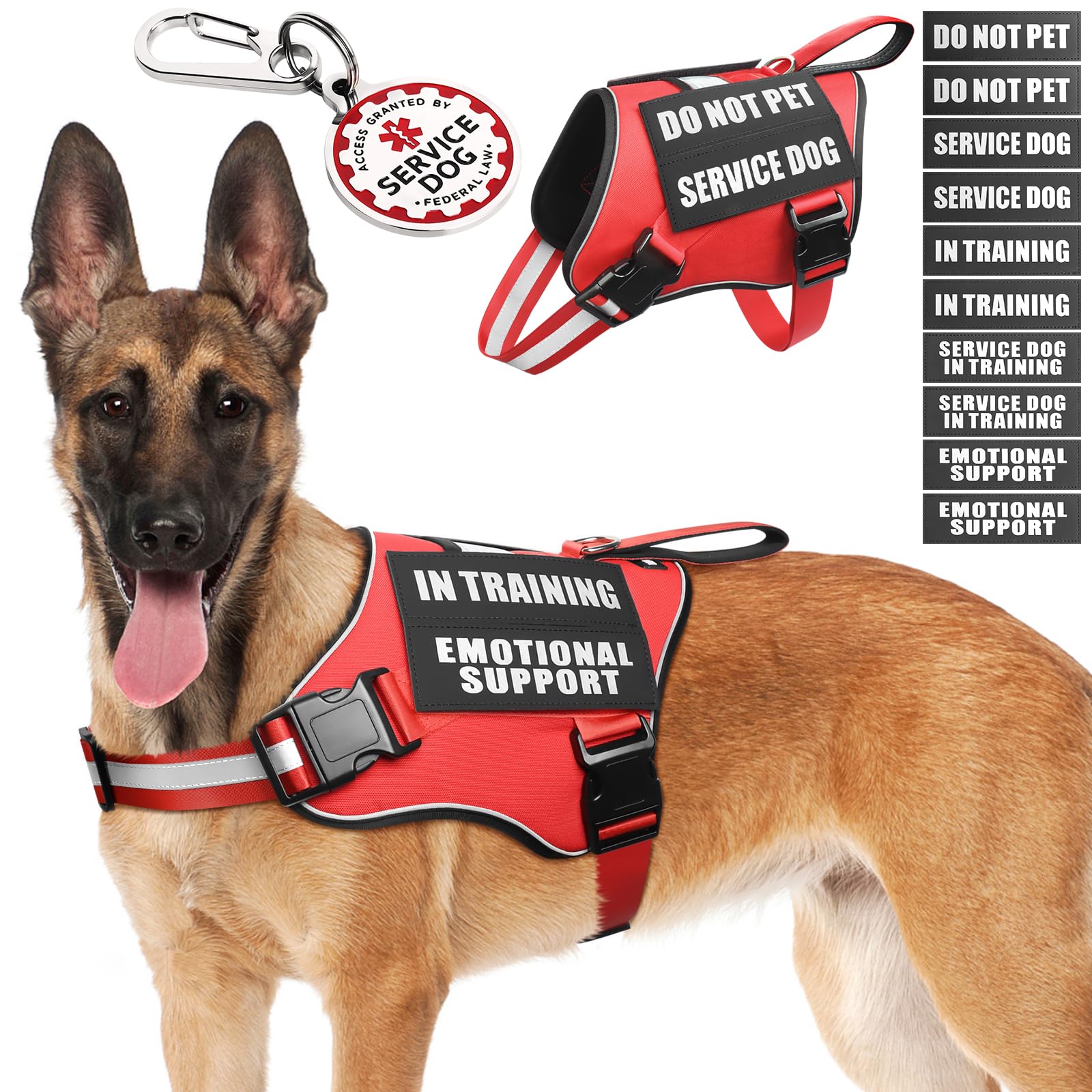 Harnais MOOGROU pour chien de service avec poignée pour un contrôle en toute sécurité.