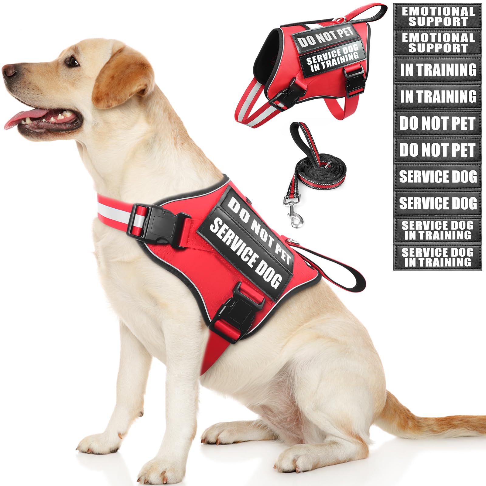 MOOGROU harnais service chien rouge, sécurité et visibilité accrues pendant les sorties.