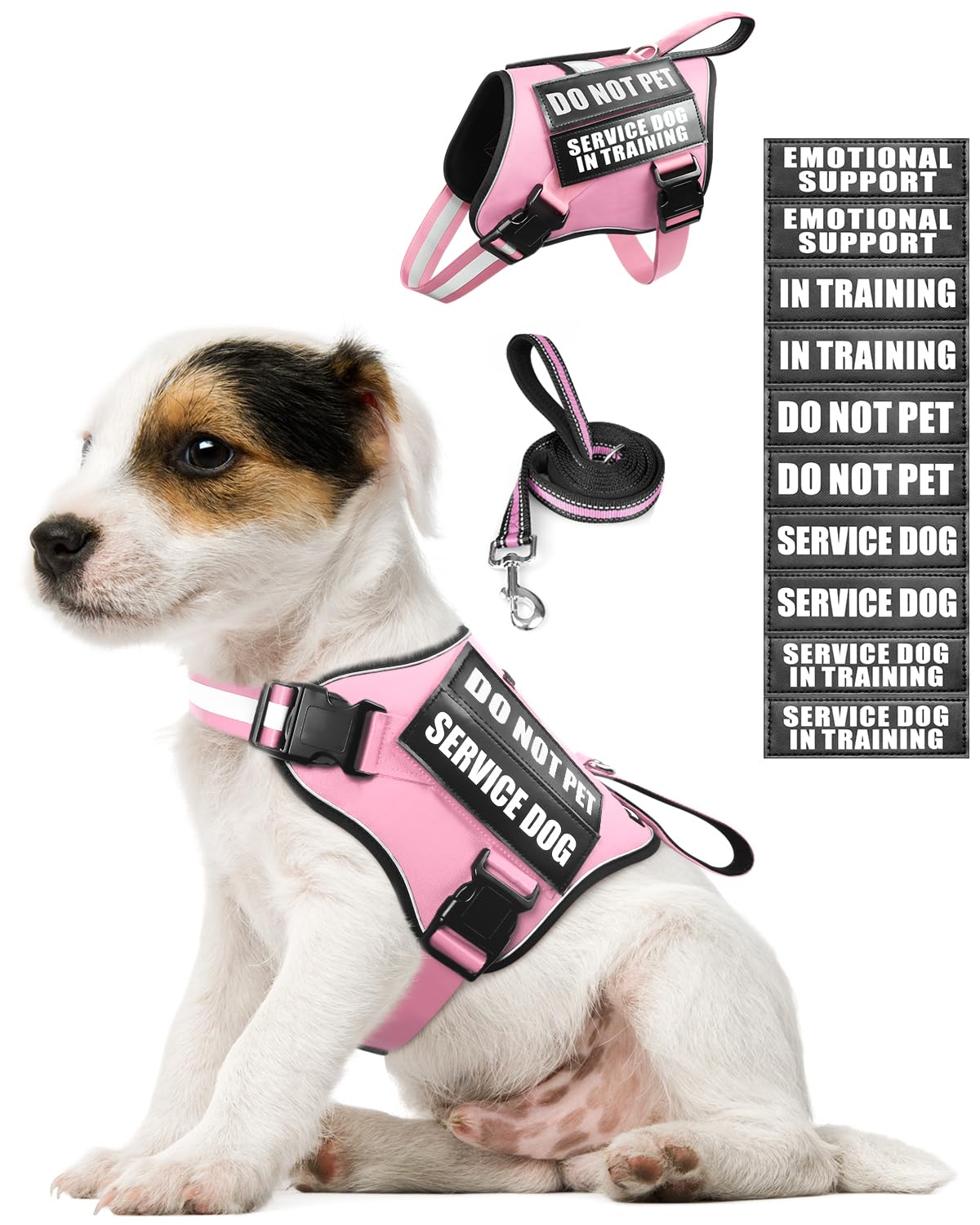 Harnais MOOGROU Service Dog vest rose, confort petit chien et marche quotidienne.