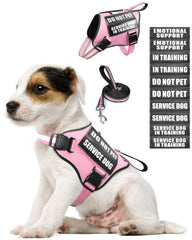 Harnais MOOGROU Service Dog vest rose, confort petit chien et marche quotidienne.