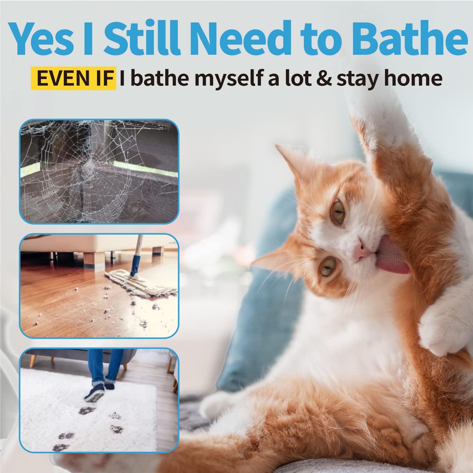 Mooncat Mousse sans rinçage, nettoyage rapide sans eau pour chat.