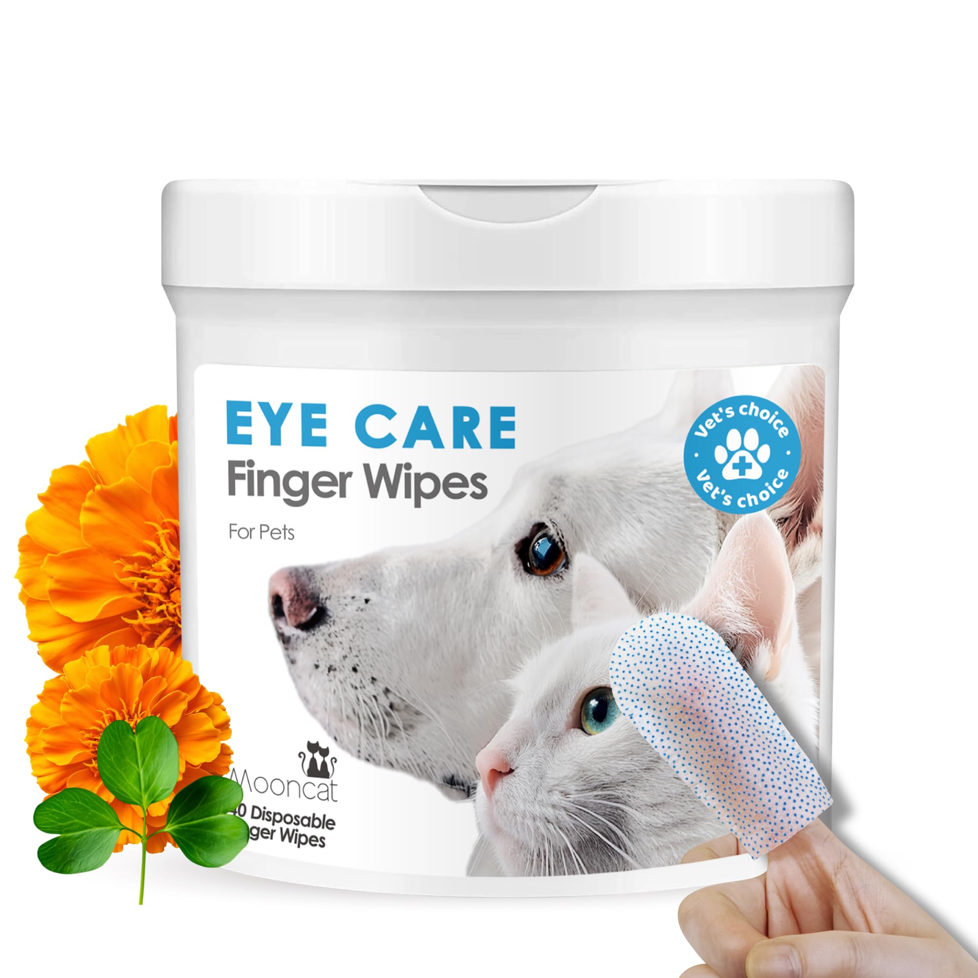 Mooncat Lingettes Yeux – design doigt-cot pour un nettoyage précis et doux