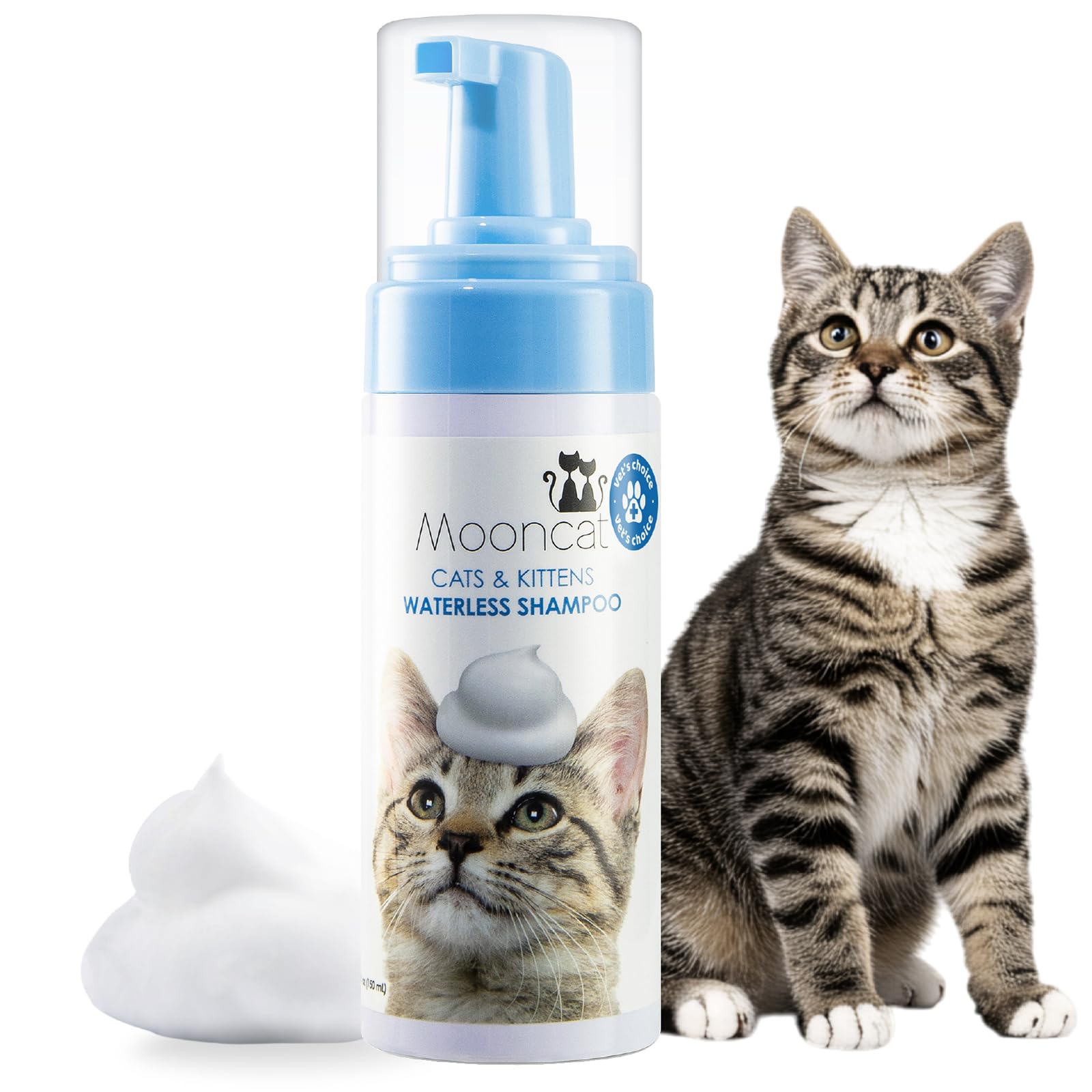 Mooncat shampoing sec pour chat – bouteille : déodorant doux et pratique entre les bains.
