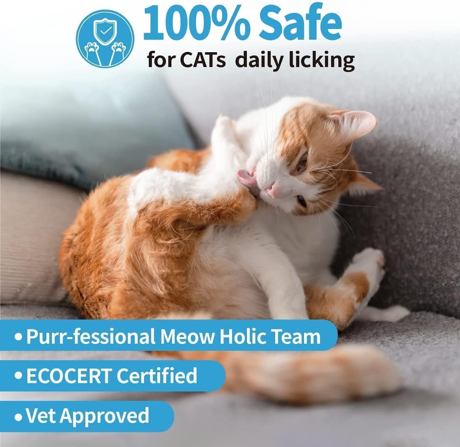 Mooncat shampoing sec hypoallergenique – flacon sûr pour tous les chats et chatons.