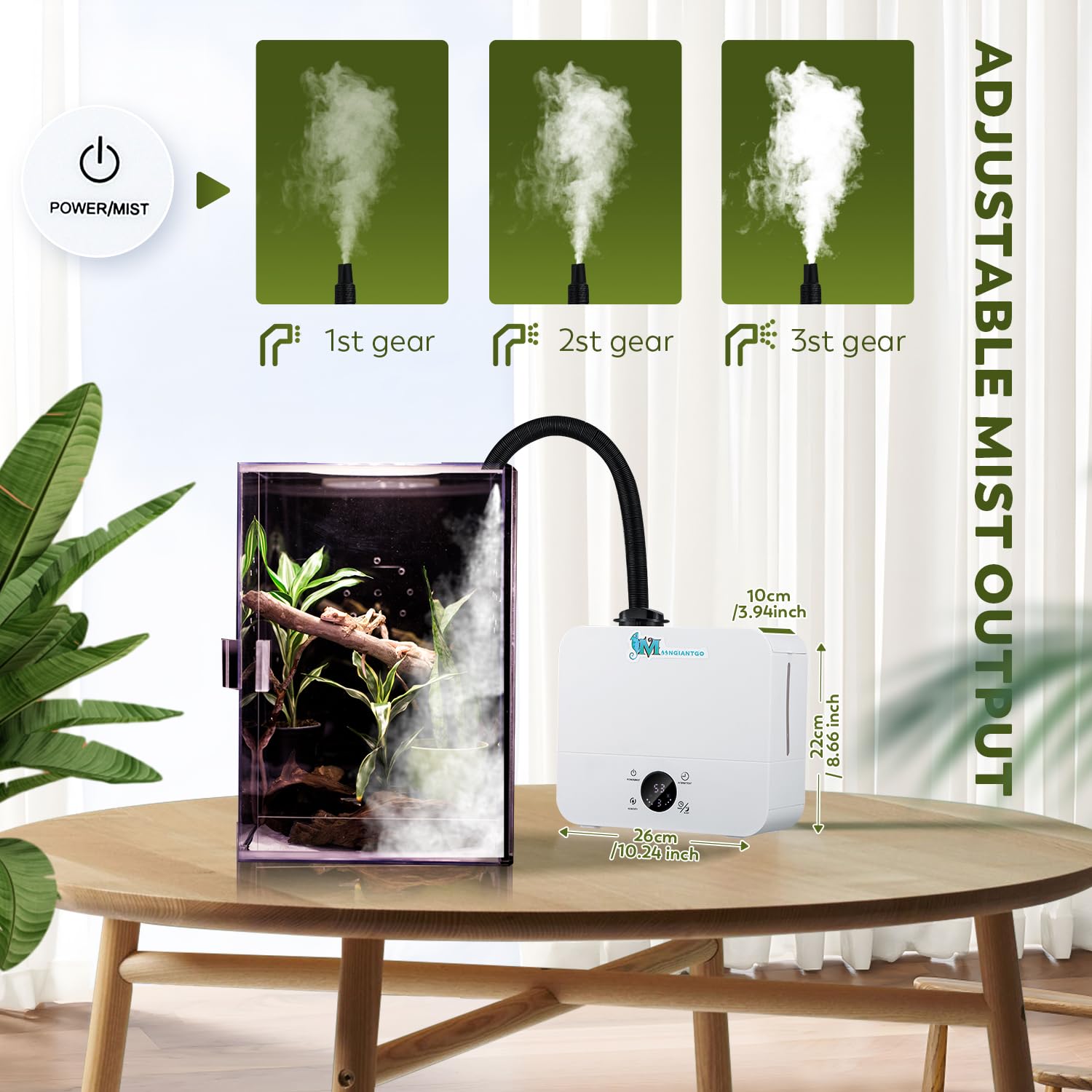 Moongiantgo humidificateur avec 3 niveaux de brouillard précis
