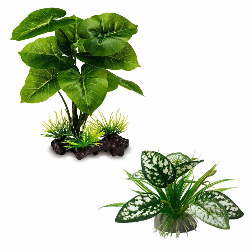 Moonorange plante artificielle feuilles verdoyantes, abri réaliste pour reptiles.