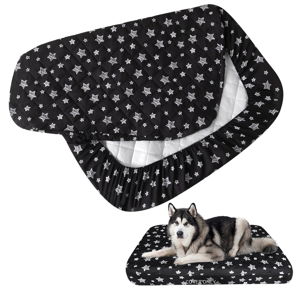 Moonsea housse lit chien imprimé étoiles noir 44x54 pouces offre douceur et protection contre les liquides.