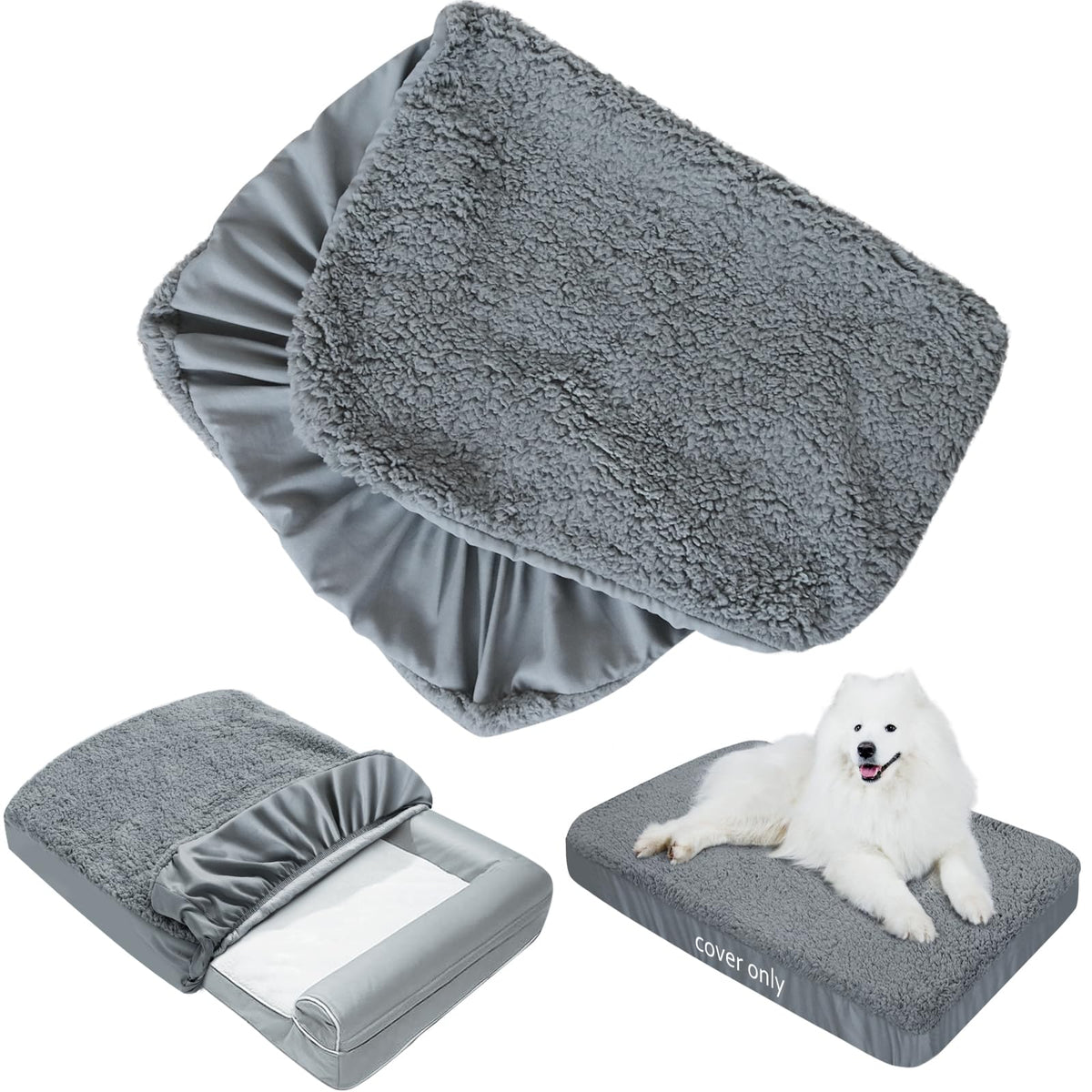 Moonsea housse-lit-chien-plush 2-pack gris, douceur et protection contre les déversements.