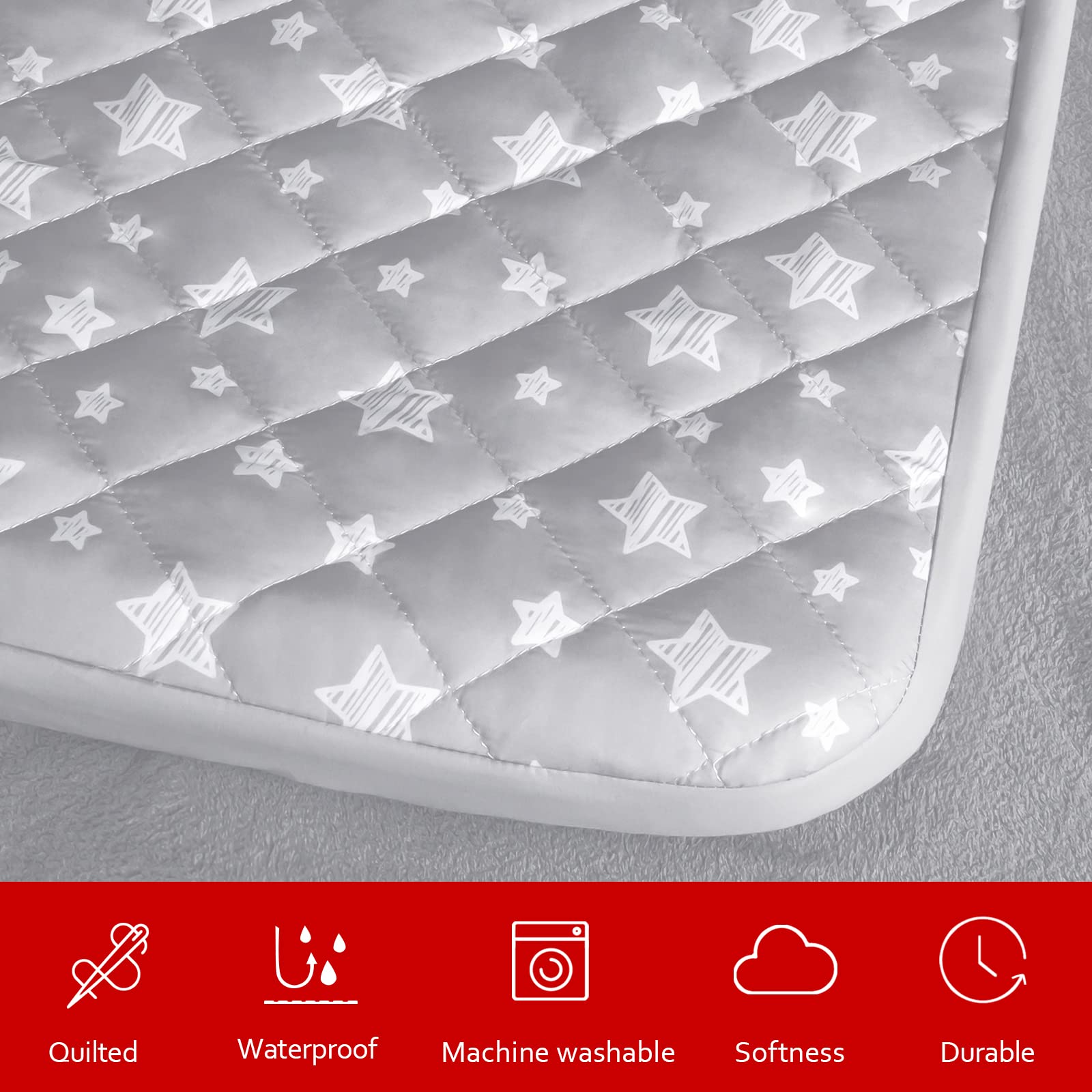 Moonsea tissu microfibre doux quilté gris étoiles pour plus de confort