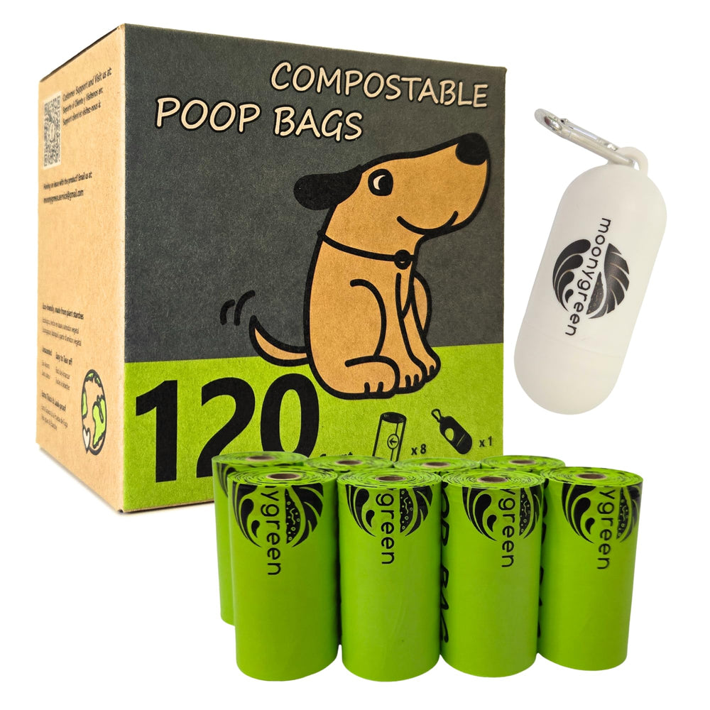 Moonygreen sac crottes chien eco sur porte-sac, pratique et propre lors des balades.