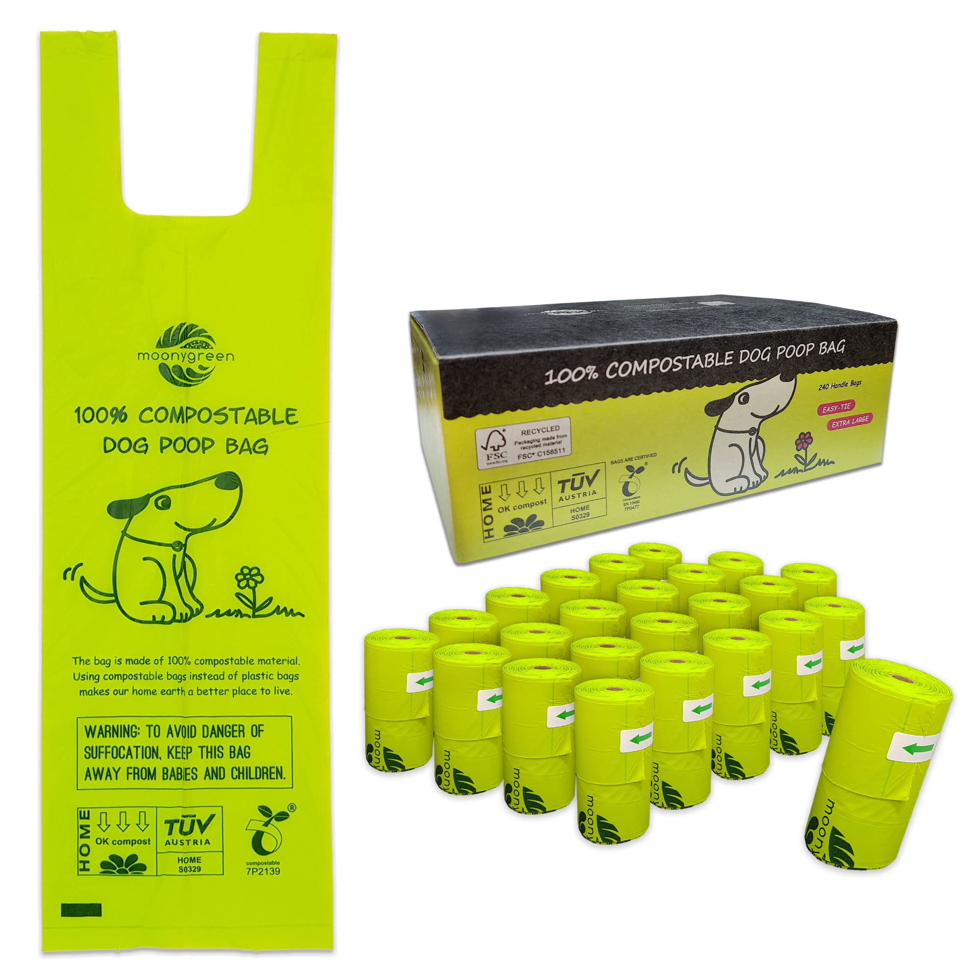 moonygreen sacs-poubelle chien avec manche, pratique et propre pour chaque promenade.