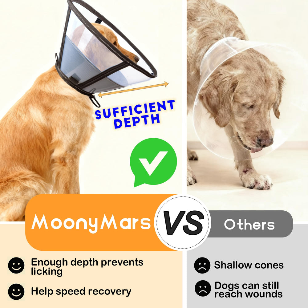 Confort double couche MoonyMars cone, maintien agréable autour du cou du chien.