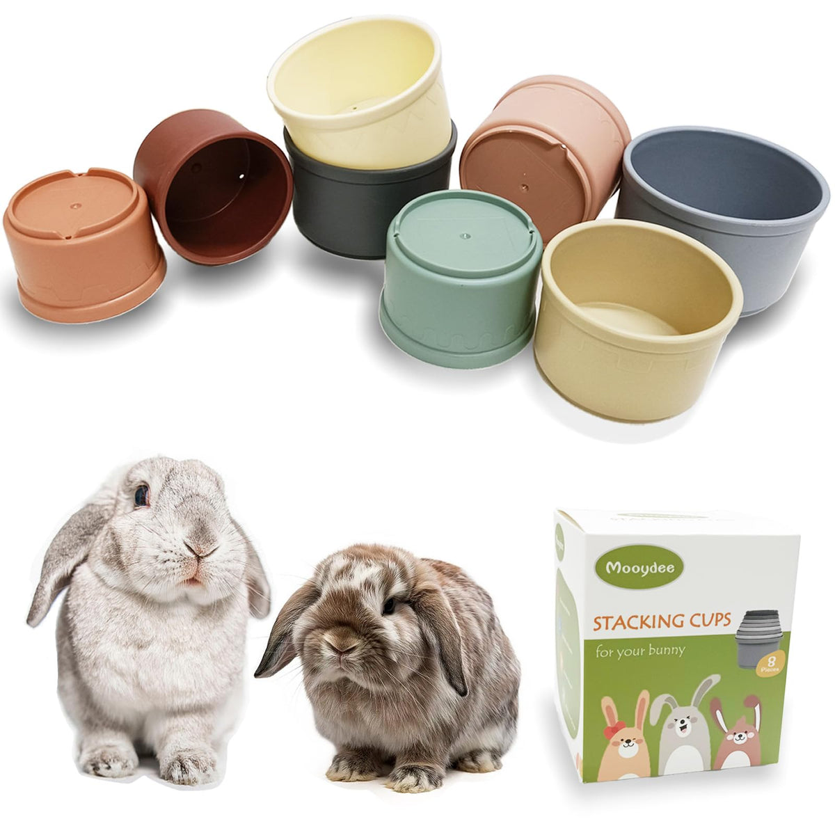 Mooydee gobelets colorés pour lapin – stimule l’exploration et le jeu