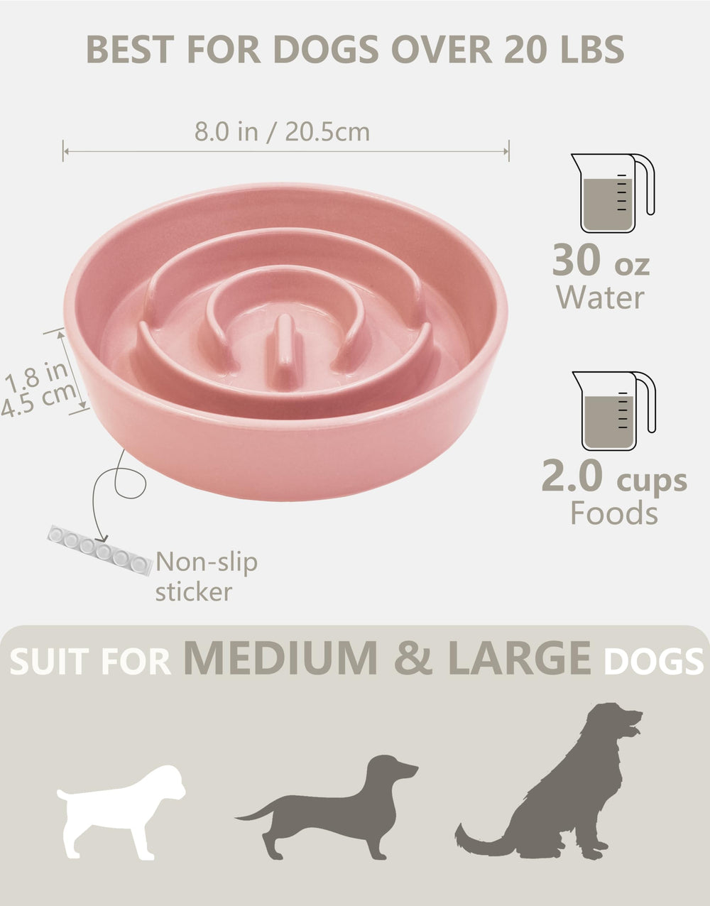 Bol MOPANG rose pour chien, design élégant et repas plus lent