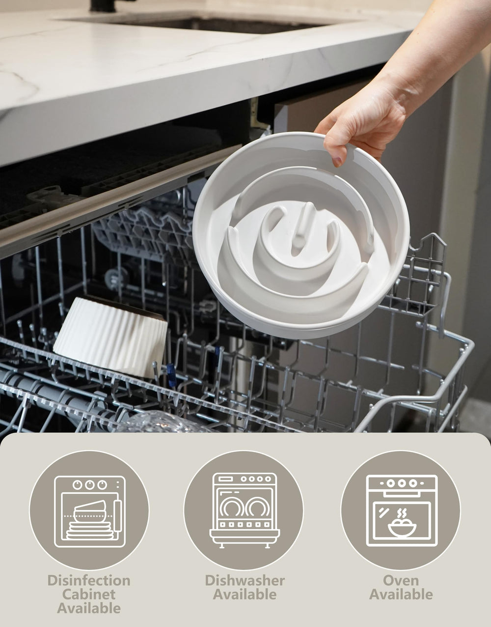 Design blanc élégant du bol Mopang s'intègre facilement dans la cuisine.
