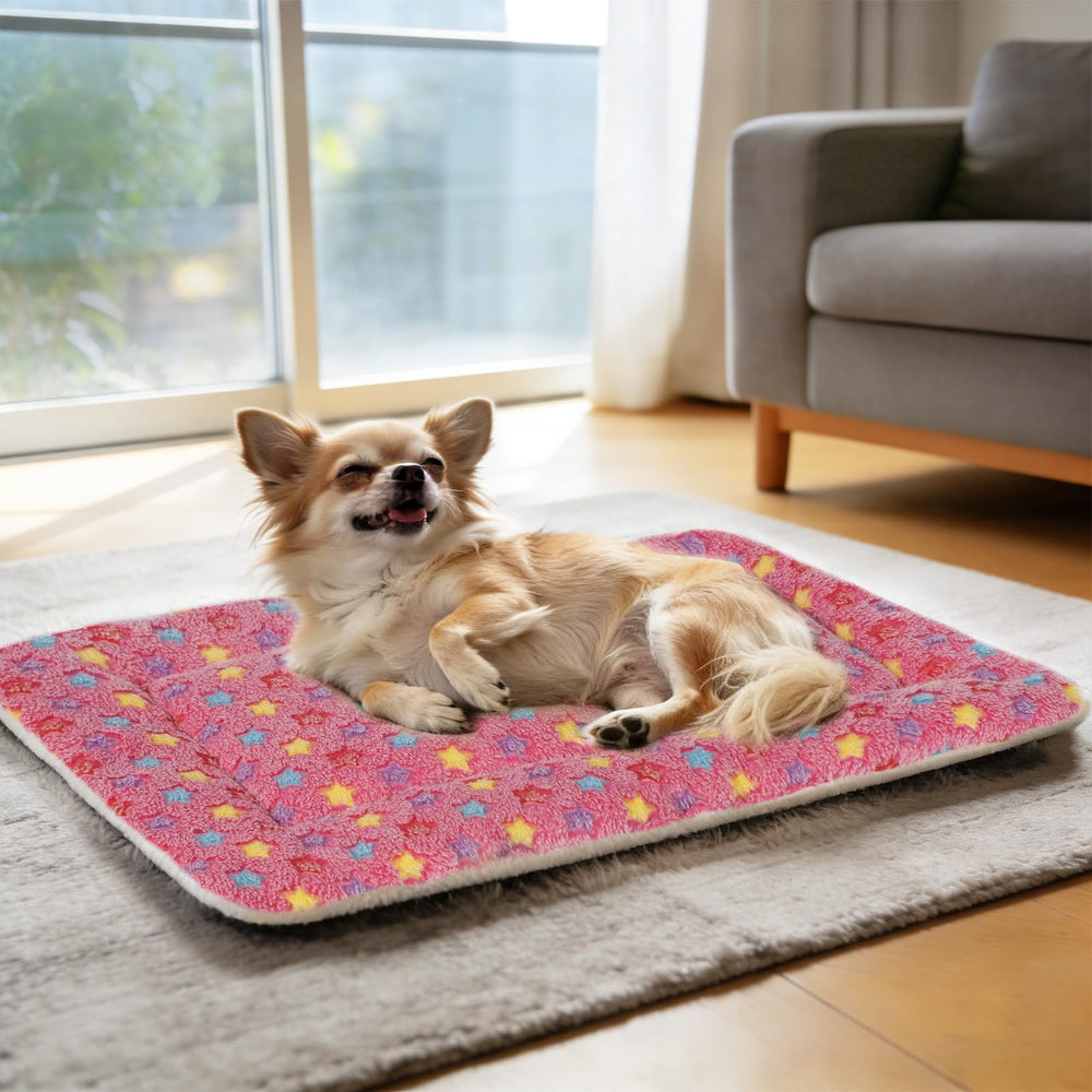 Coussin Mora Pets pour chat rose à étoiles, douceur durable.
