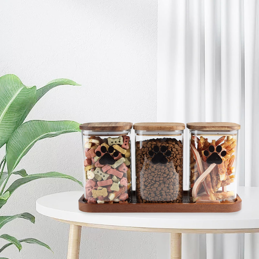 Morezi-ensemble-trois-bocaux-kaki-hermetique, rangement polyvalent pour cuisine et animaux.