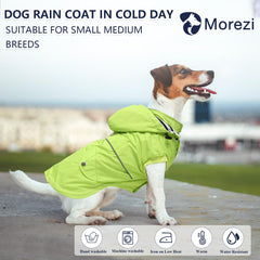 Morezi imperméable chien capuche vert, protège la tête et le pelage du mauvais temps.