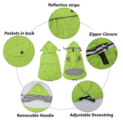 Morezi imperméable chien fermetures-eclair vert, facilite l'enfilage et protège du mauvais temps.