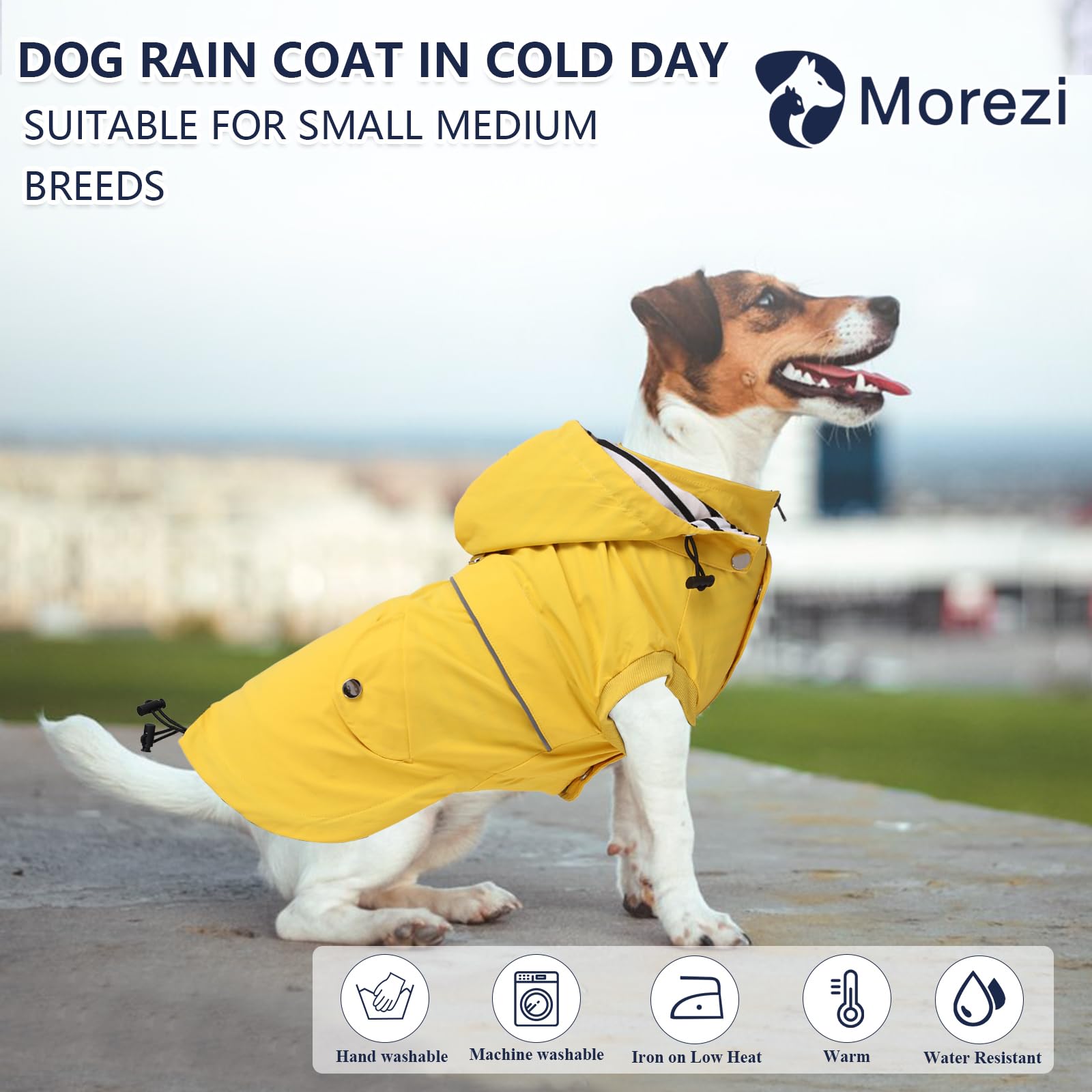 Morezi imperméable chien jaune XXL, fermetures et boutons faciles à utiliser.
