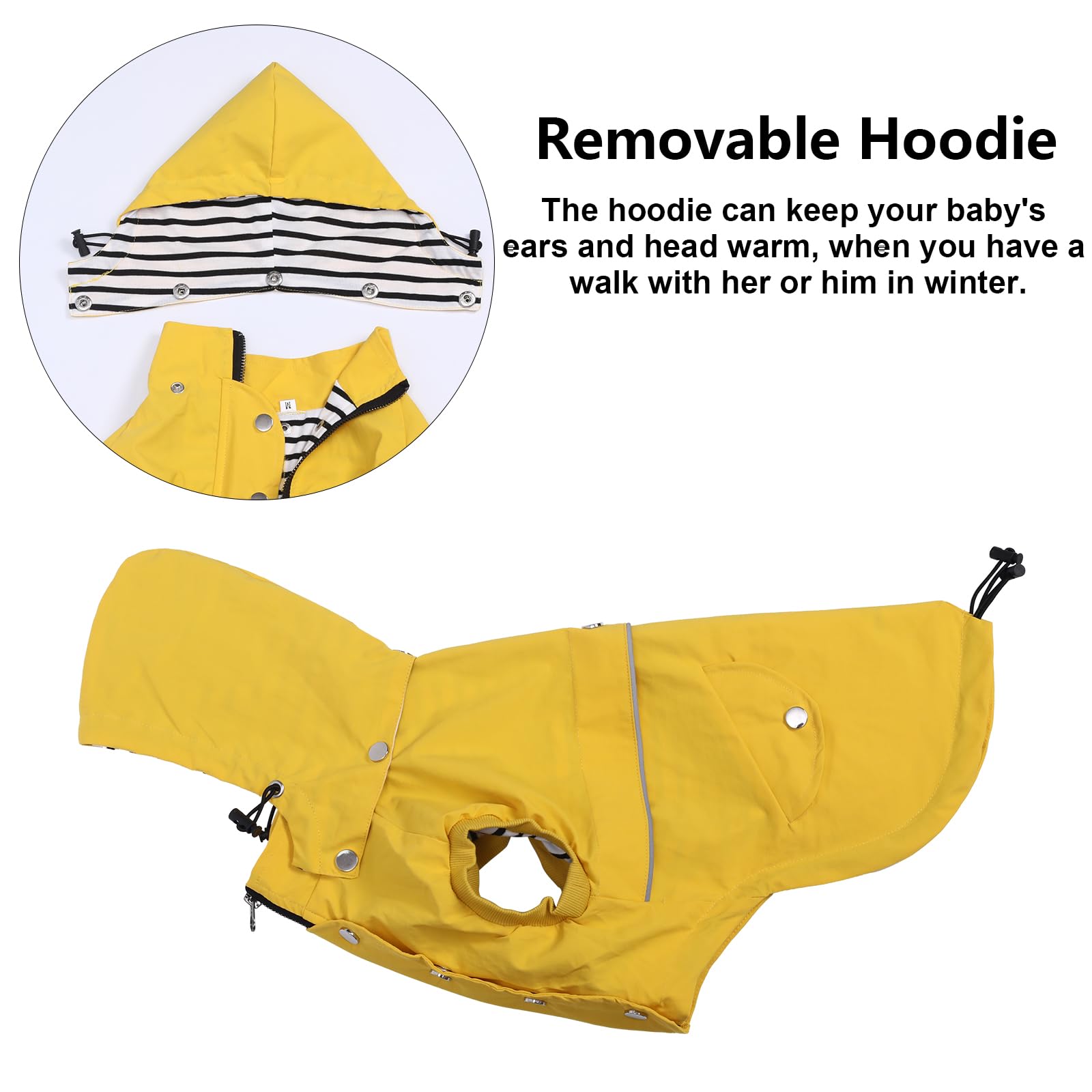 Morezi imperméable chien jaune XXL, poches arrière pour sacs et clés.