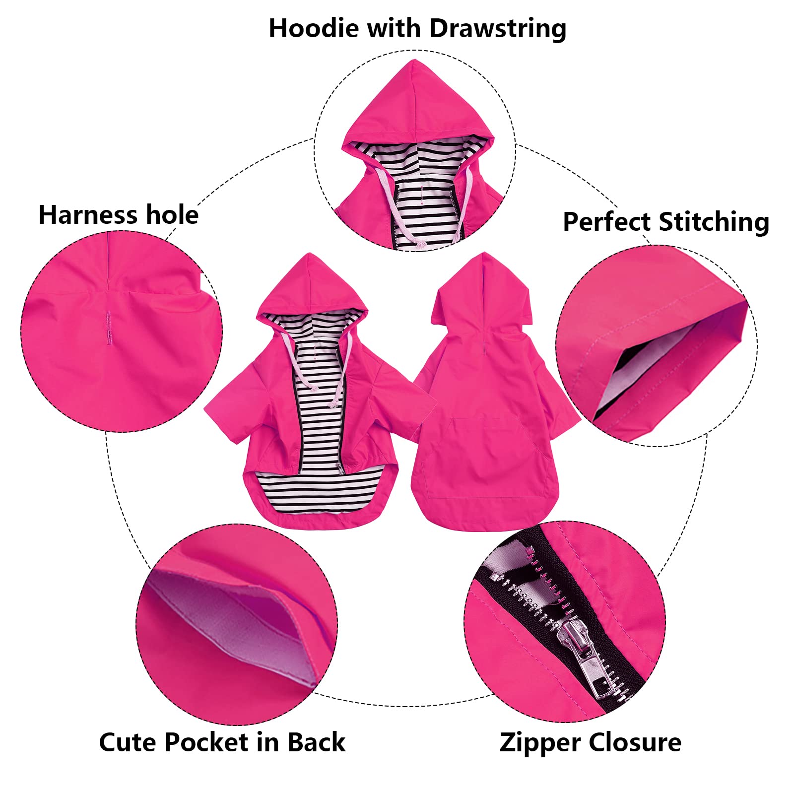 Manteau Morezi rose XL, ouverture pour harnais et protection météo.