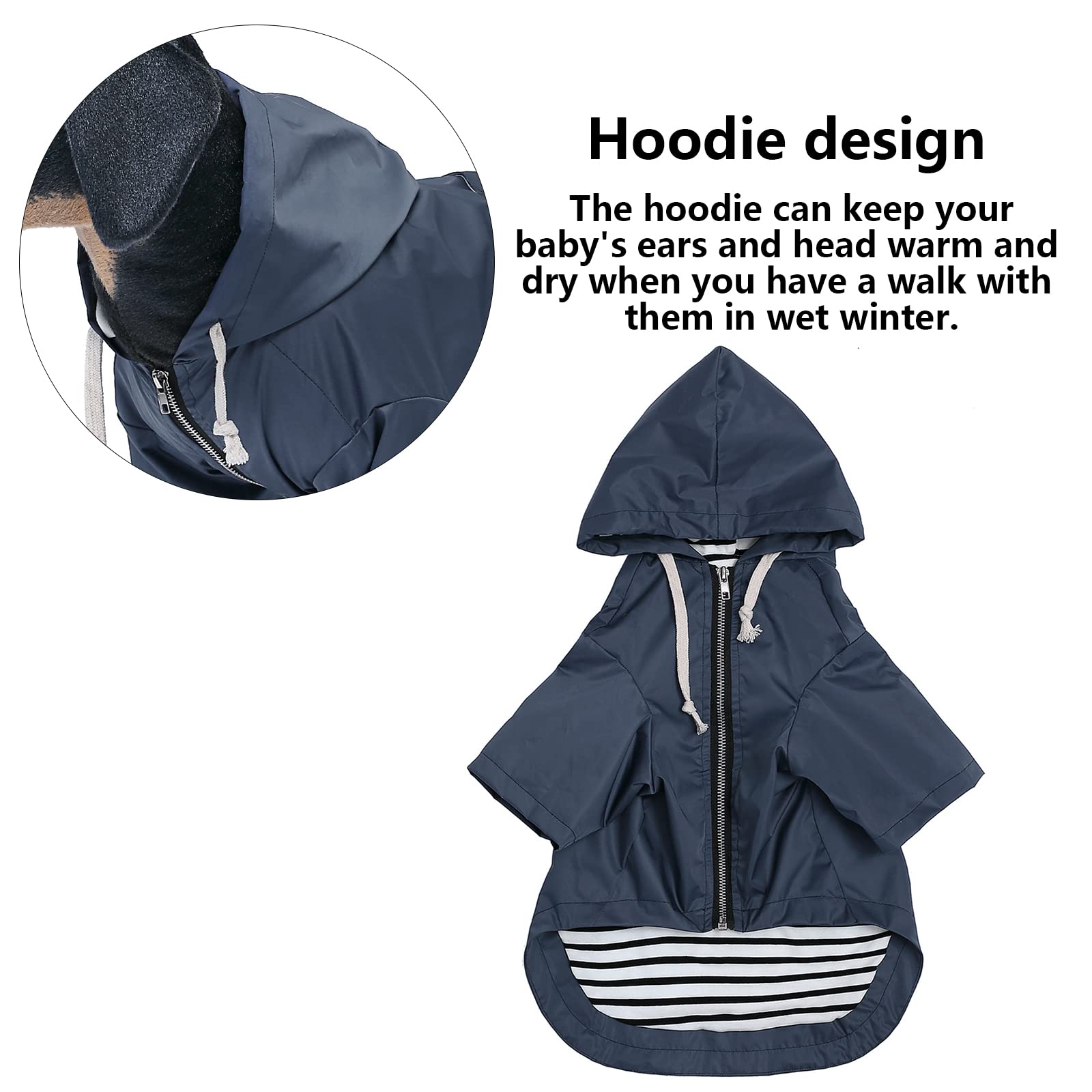 Morezi manteau pluie chien bleu ouverture harnais, promenade sécurisée et facile à attacher.