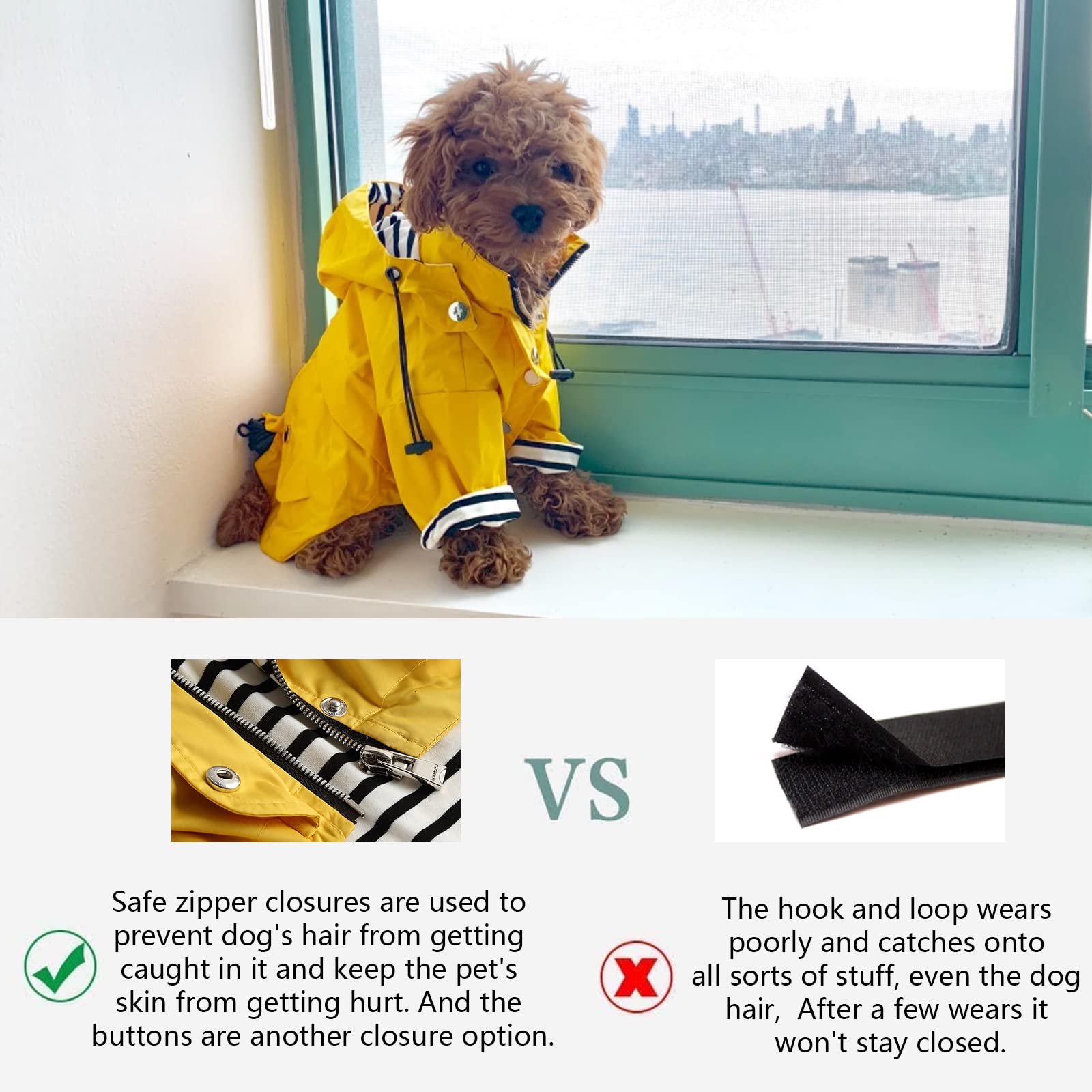 Morezi manteau-pluie-chien poches arrière, rangement pratique pour sachets et clés.