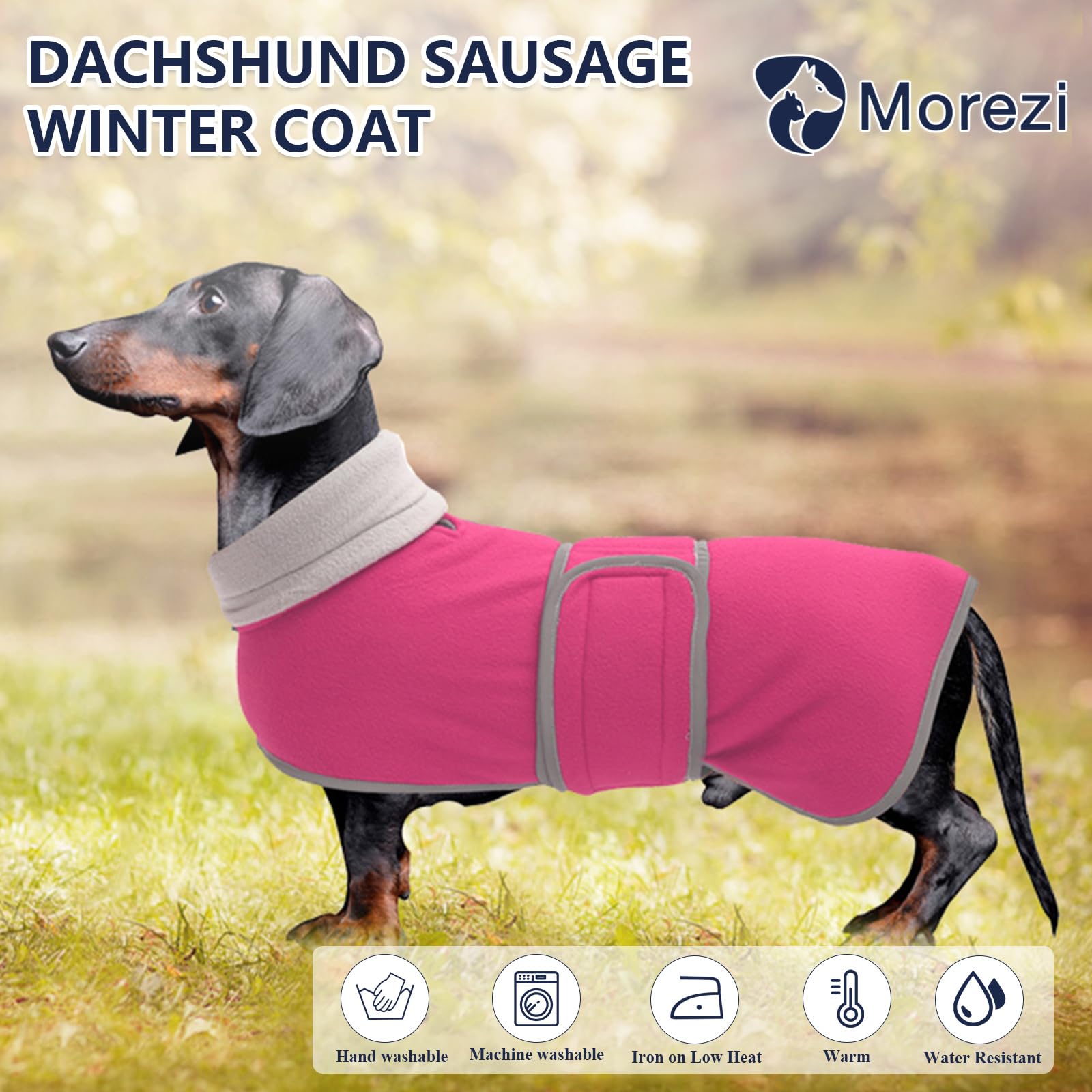 Manteau Morezi avec fermeture velcro, ajustement facile pour teckel.