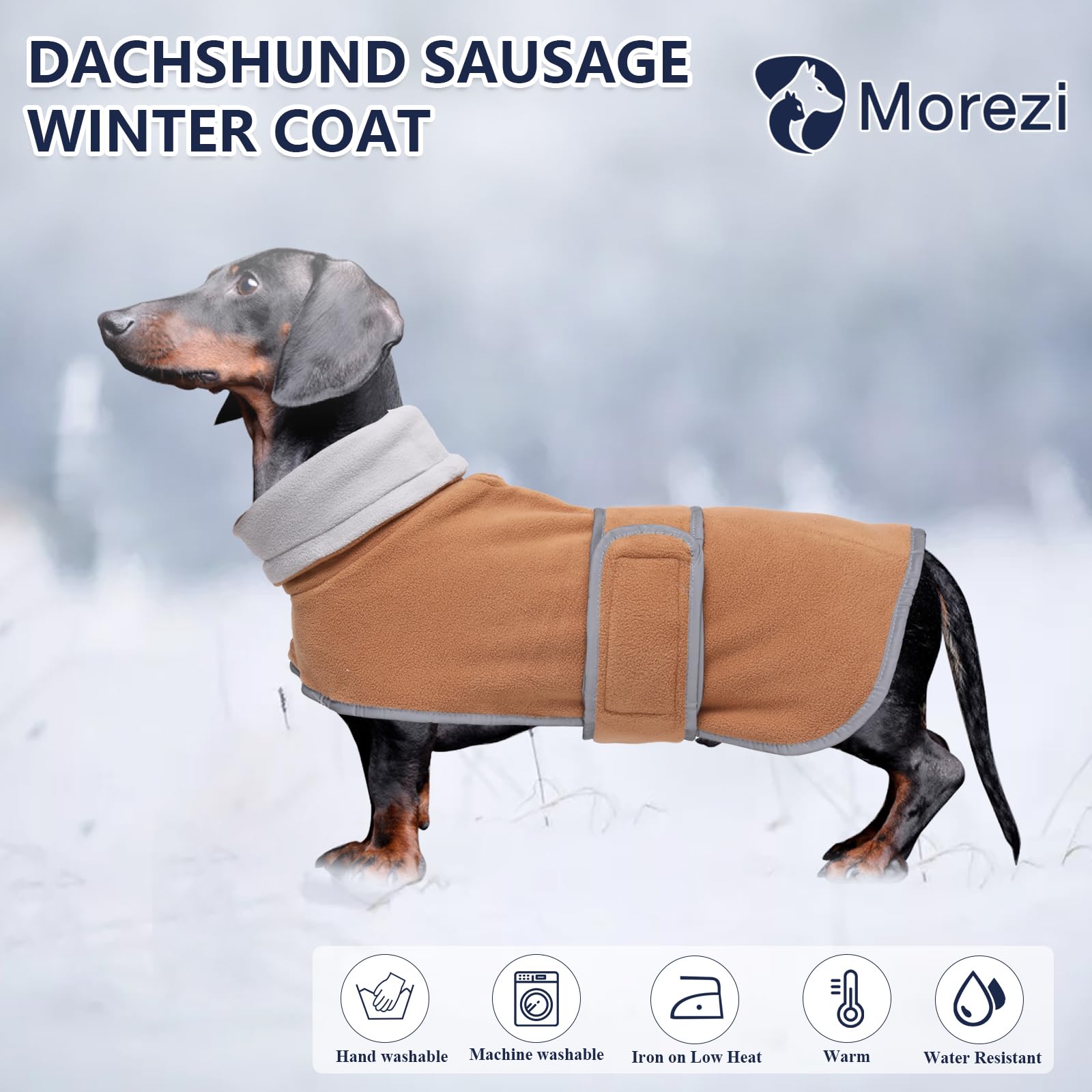 Manteau Morezi pour teckel, liseret réfléchissant améliore la visibilité nocturne.